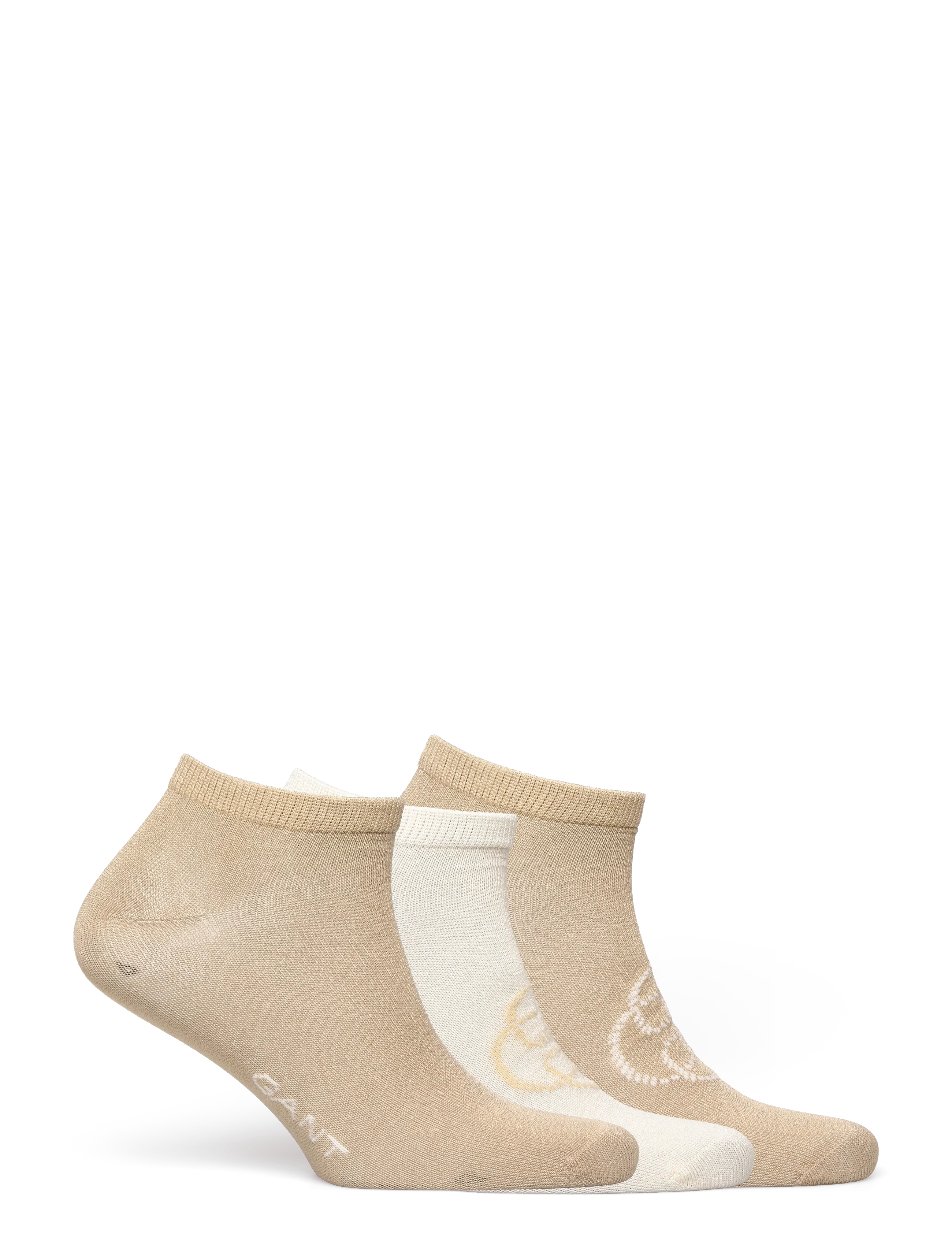 Gant - MONOGRAM ANKLE SOCKS 3-PACK - oat beige - 2