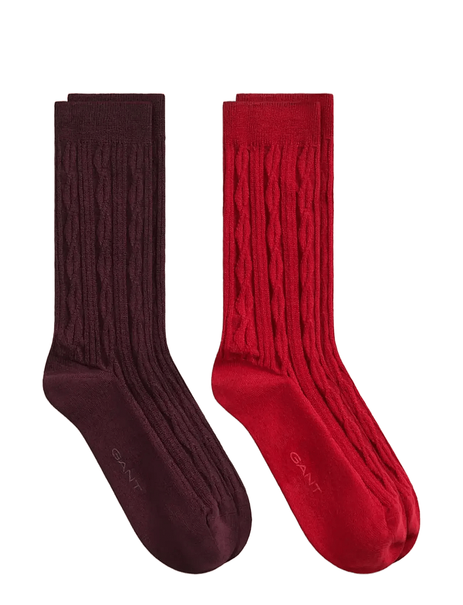 Gant - CABLE SOCKS 2-PACK GB - klassikalised sokid - darkened wine - 0