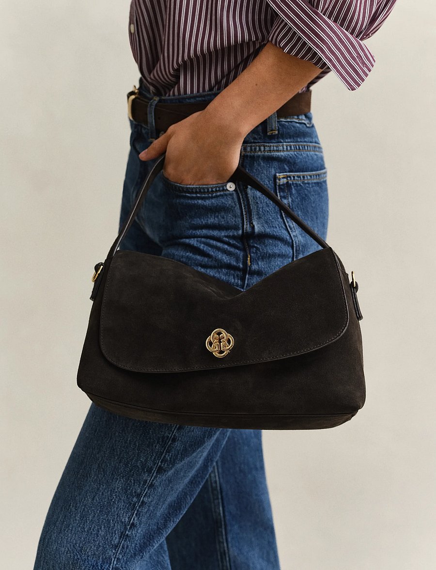 Gant - Suede Slouchy Shoulder Bag - schultertaschen - deep brown - 0