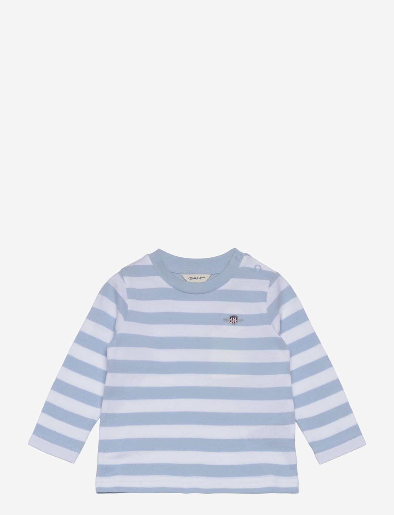 Gant - STRIPED SHIELD PIQUE LS TOP - langærmede t-shirts - calming blue - 0