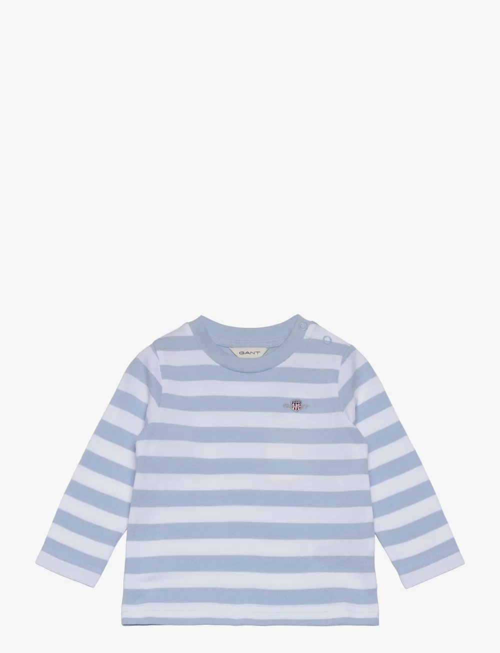 GANT - STRIPED SHIELD PIQUE LS TOP - långärmade t-shirts - calming blue - 0