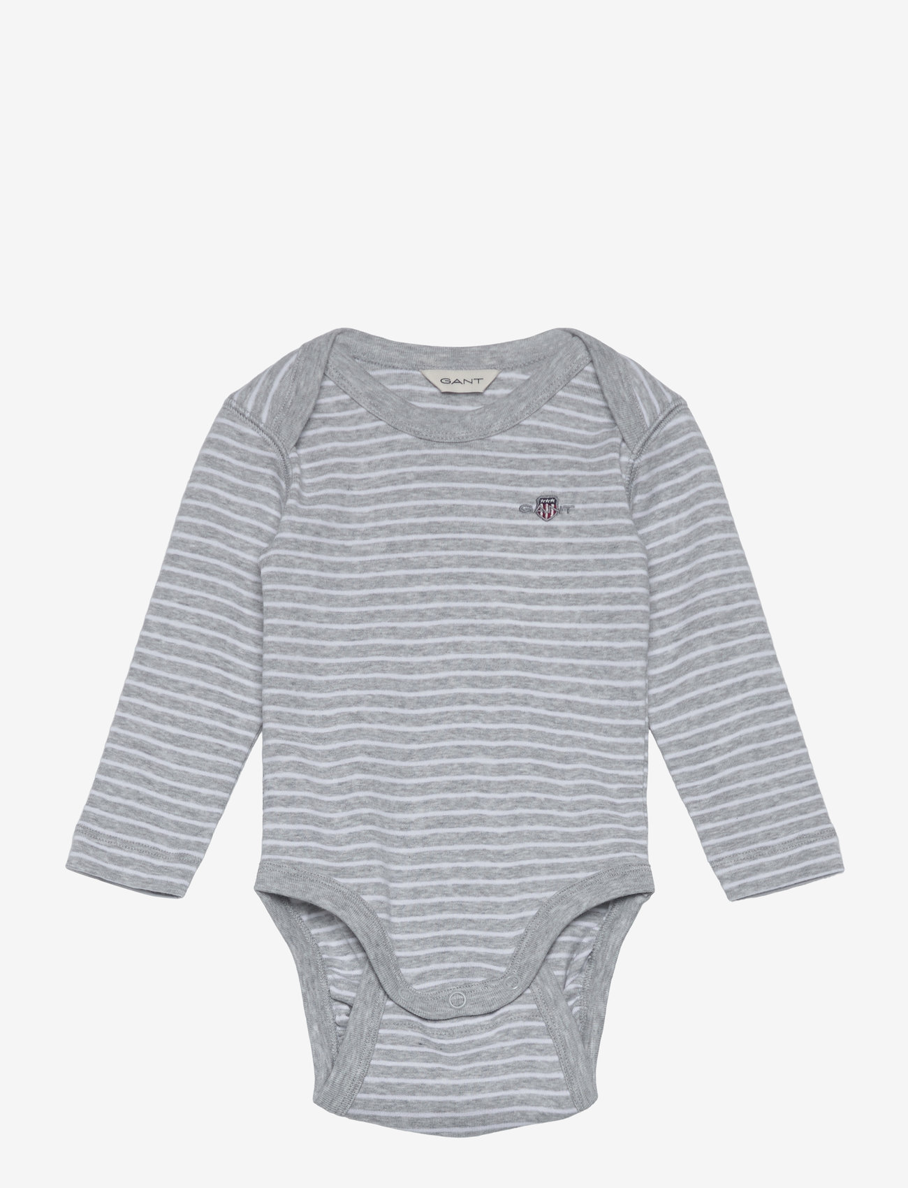 Gant - SHIELD STRIPED LS BODY - langærmede bodyer - light grey melange - 0