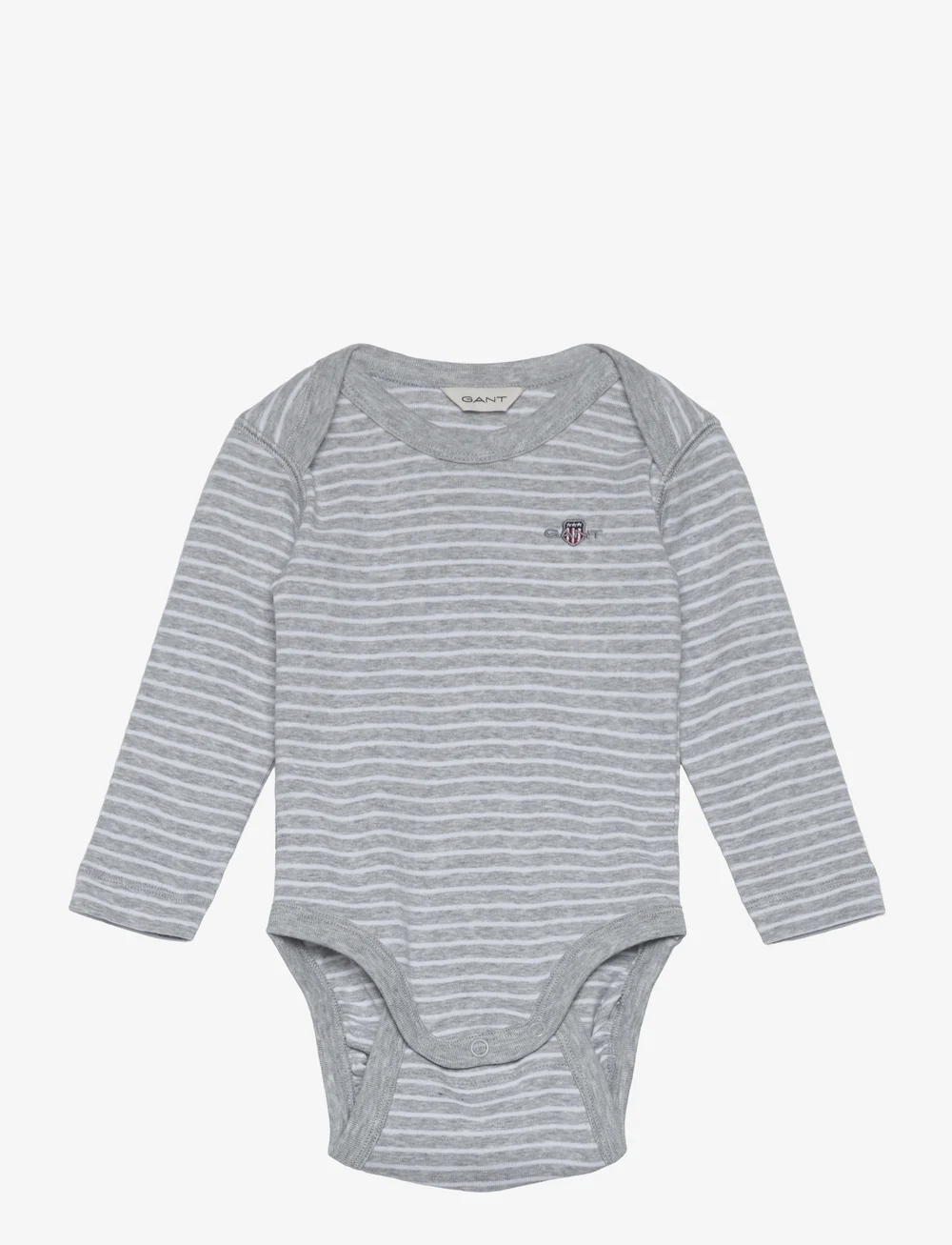 GANT - SHIELD STRIPED LS BODY - långärmade bodies - light grey melange - 0