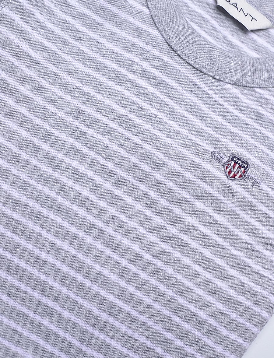 Gant - SHIELD STRIPED LS BODY - langärmelige bodys - light grey melange - 2