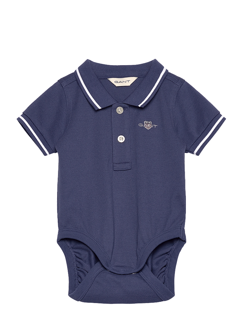 GANT - CONTRAST TP PIQUE BODY - short-sleeved bodies - dusty navy - 0