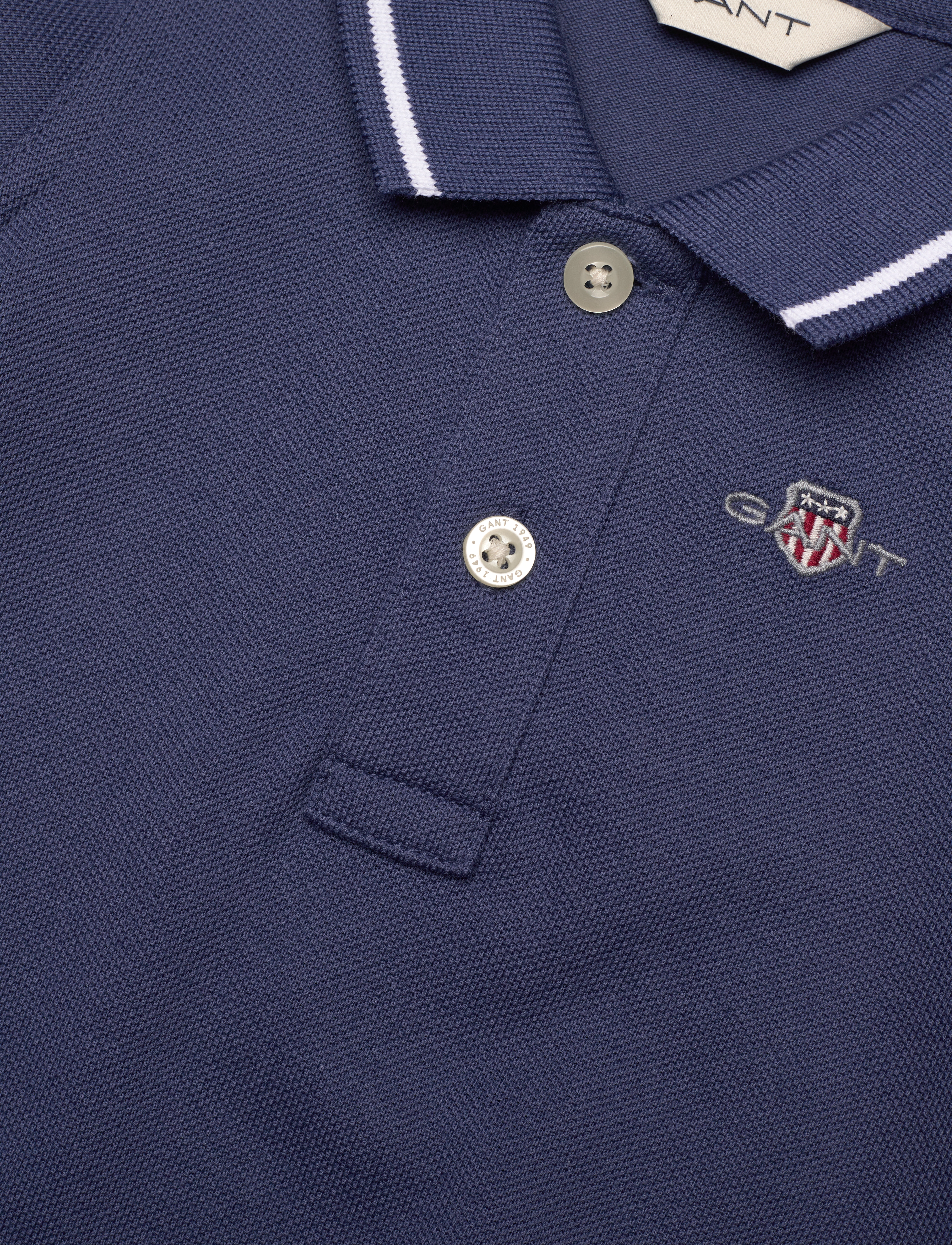 Gant - CONTRAST TP PIQUE BODY - smėlinukai trumpomis rankovėmis - dusty navy - 2