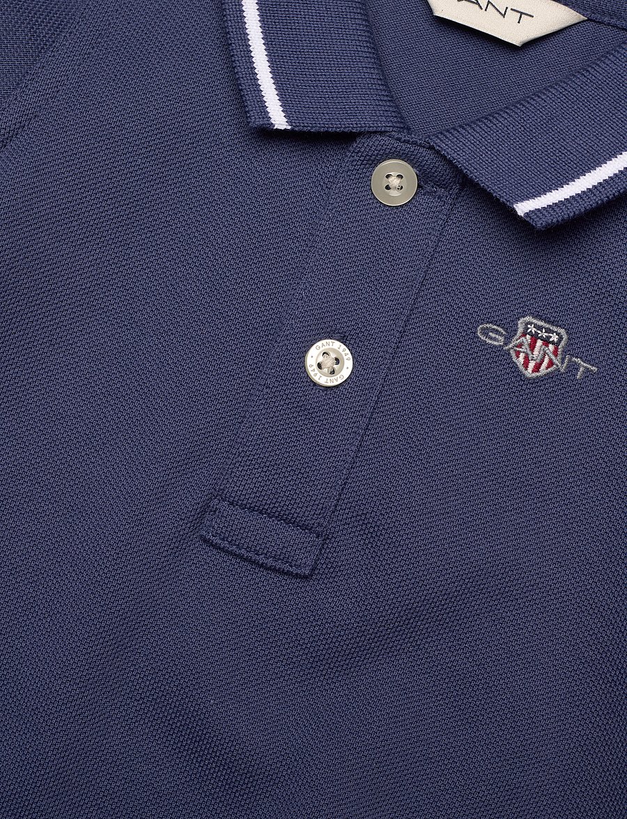 Gant - CONTRAST TP PIQUE BODY - smėlinukai trumpomis rankovėmis - dusty navy - 2