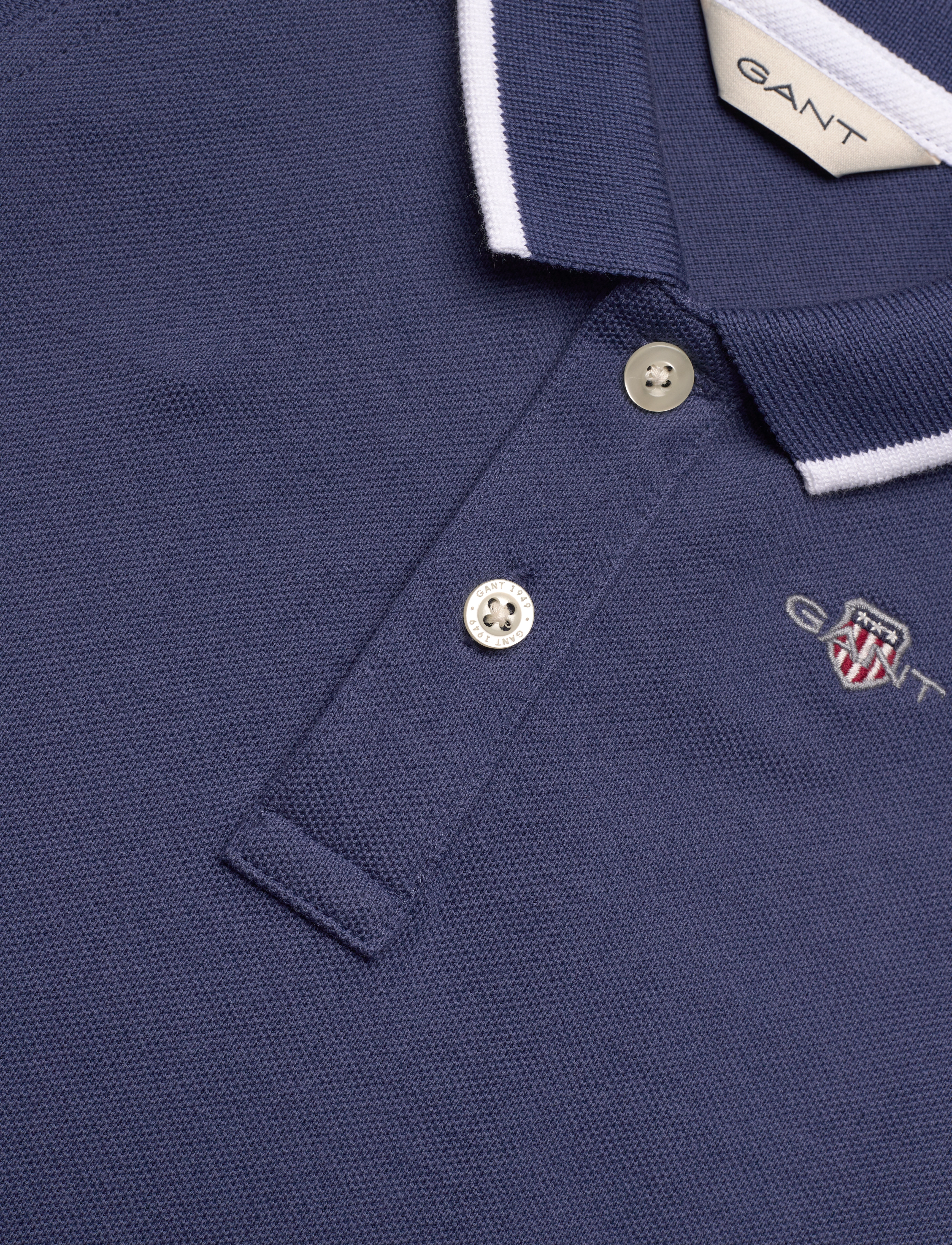 Gant - CONTRAST TP SS PIQUE RUGGER - short-sleeved polos - dusty navy - 2