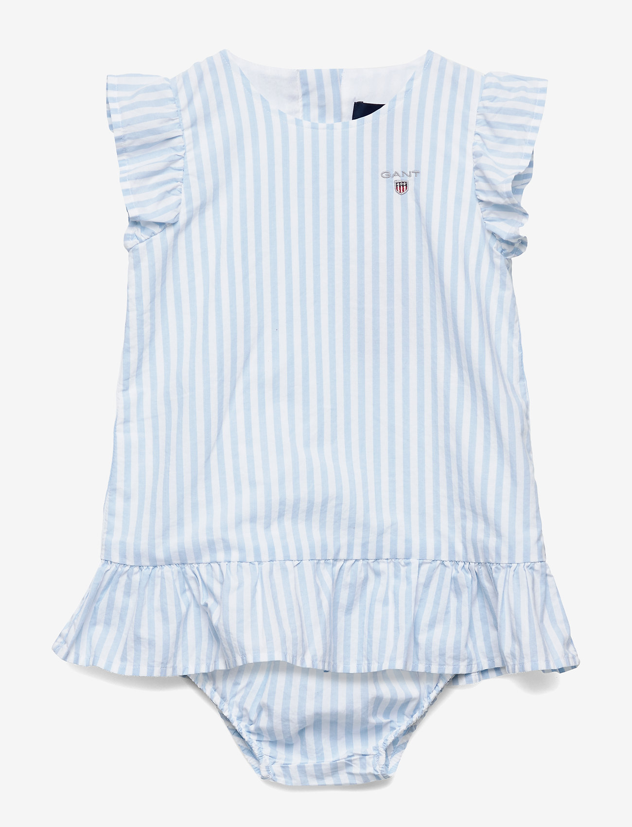 GANT - D1. FRILL STRIPED DRESS - capri blue - 0