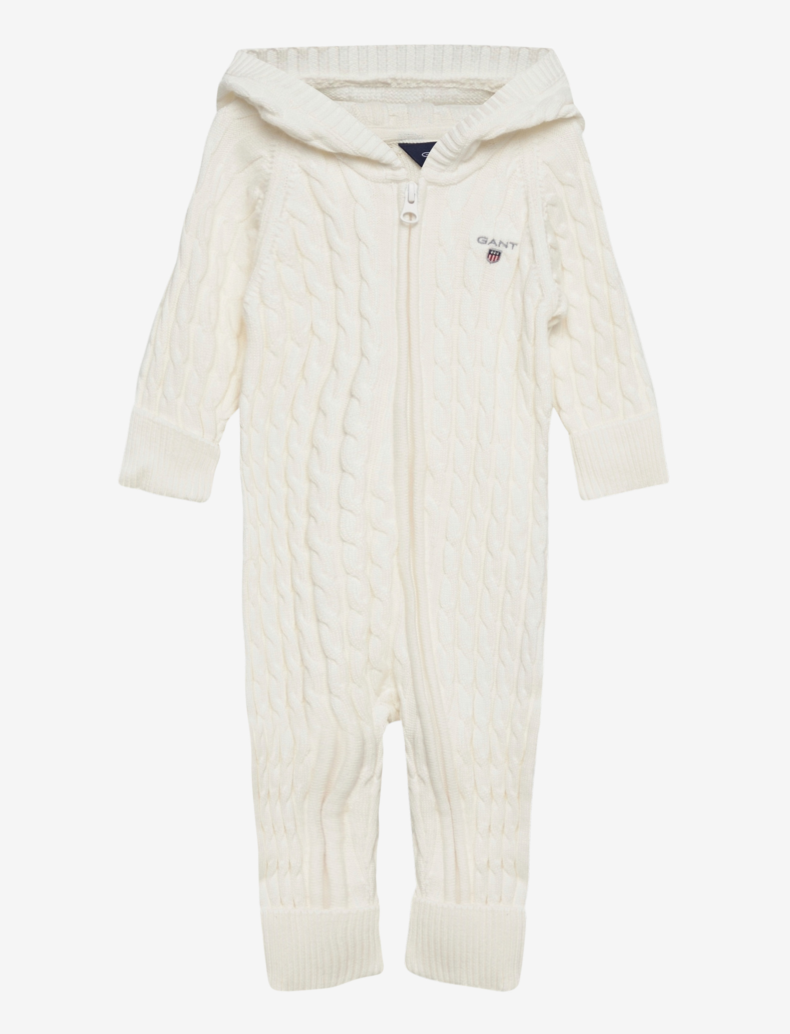 GANT - D1. COTTON CABLE ZIP COVERALL - eggshell - 0