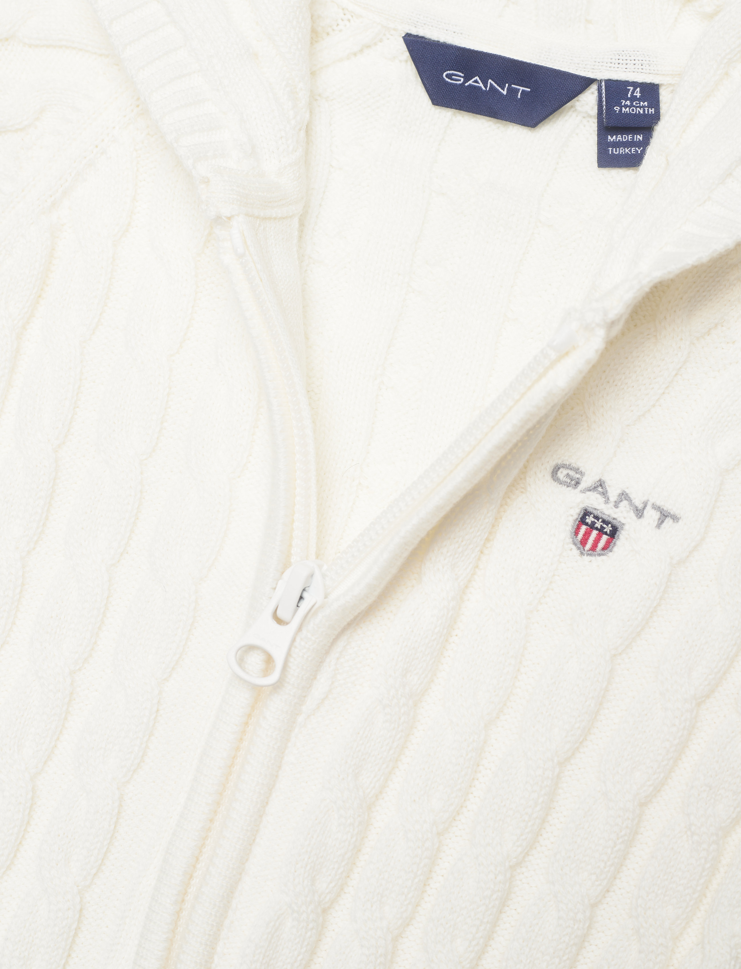 GANT - D1. COTTON CABLE ZIP COVERALL - eggshell - 2