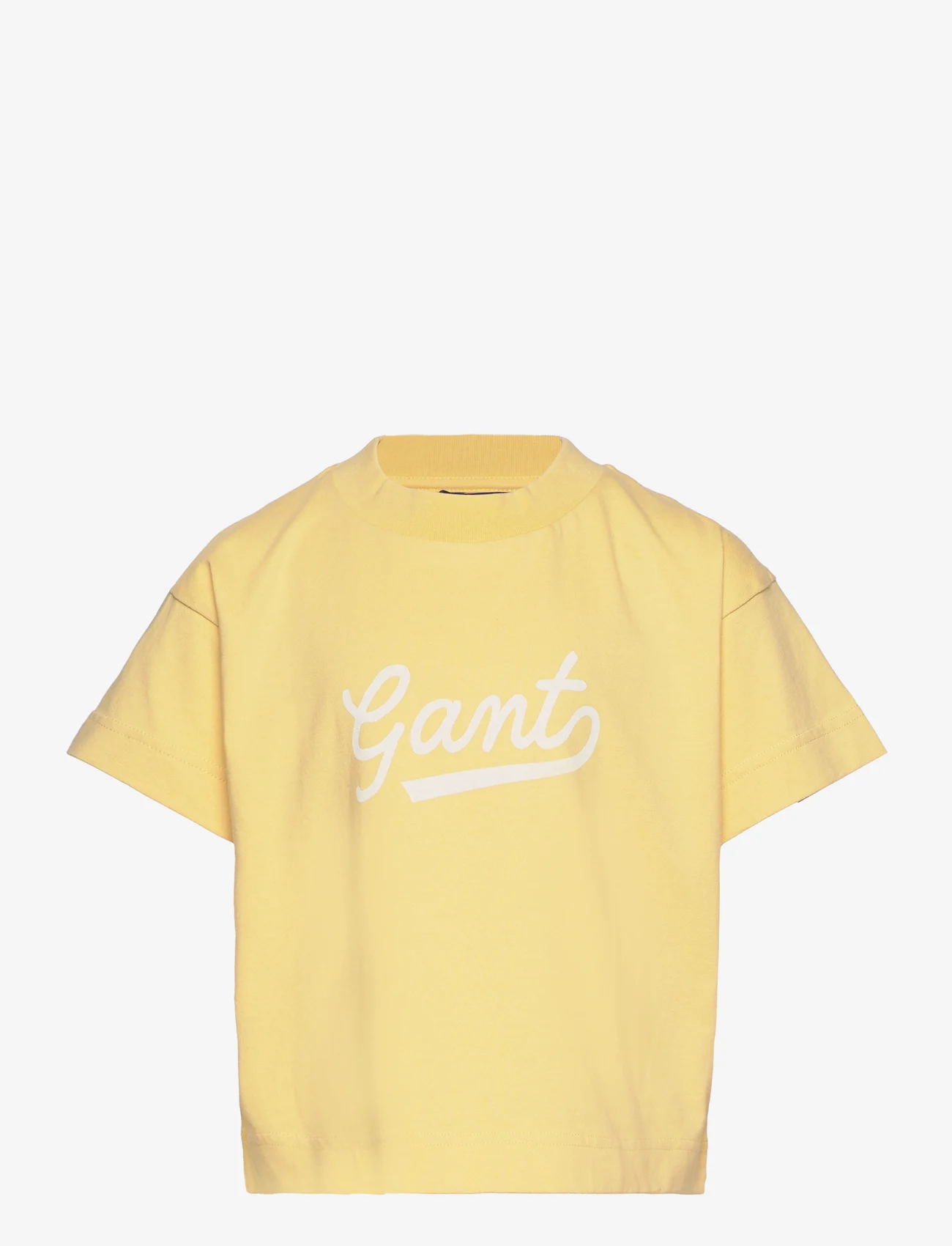 GANT - D2. SCRIPT SS T-SHIRT - short-sleeved t-shirts - mellow yellow - 0