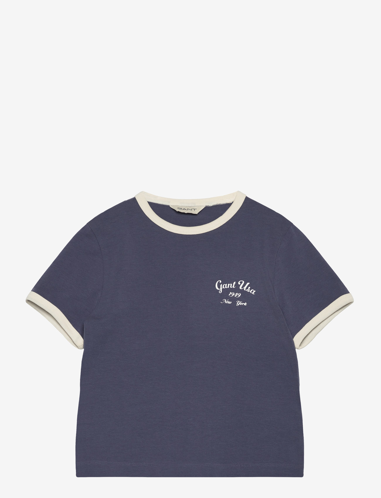 GANT - SCRIPT LOGO SLIM TOP - efterårstøj - washed blue - 0