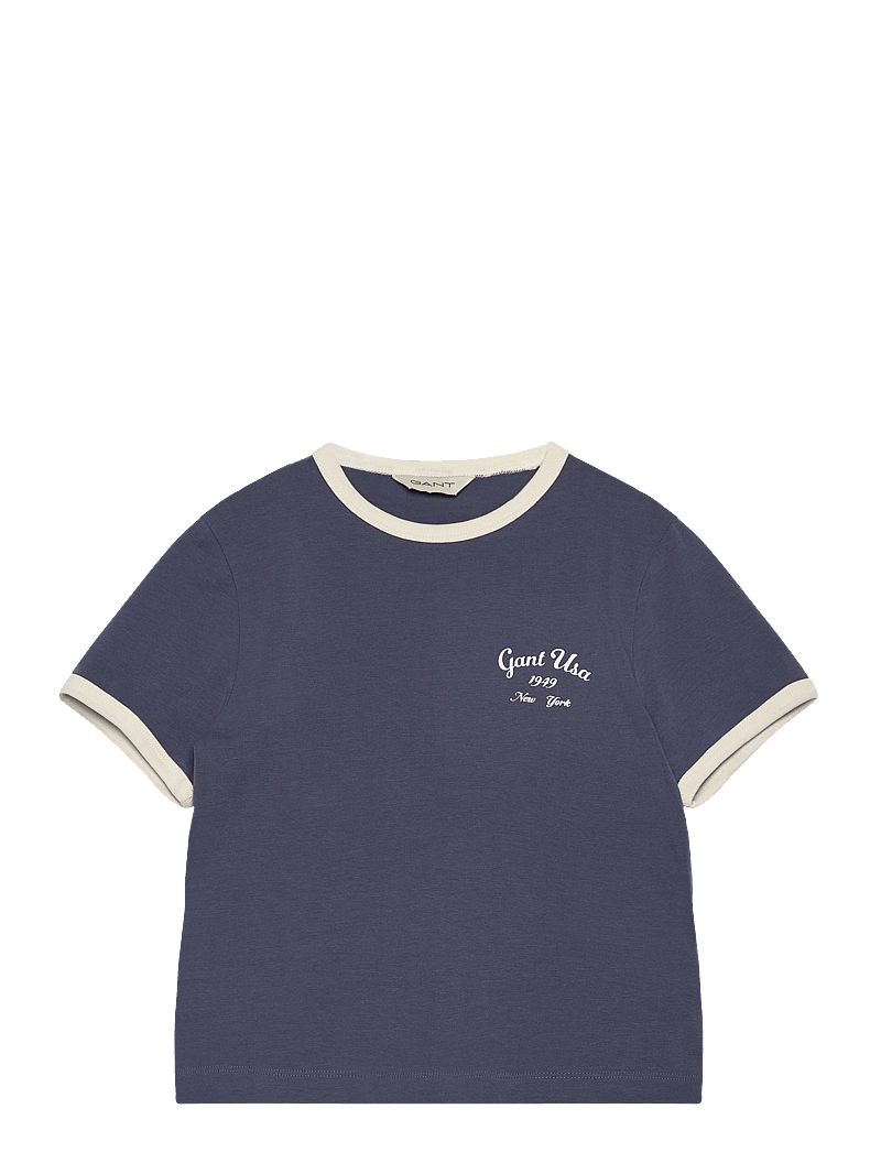 GANT - SCRIPT LOGO SLIM TOP - kortärmade t-shirts - washed blue - 0