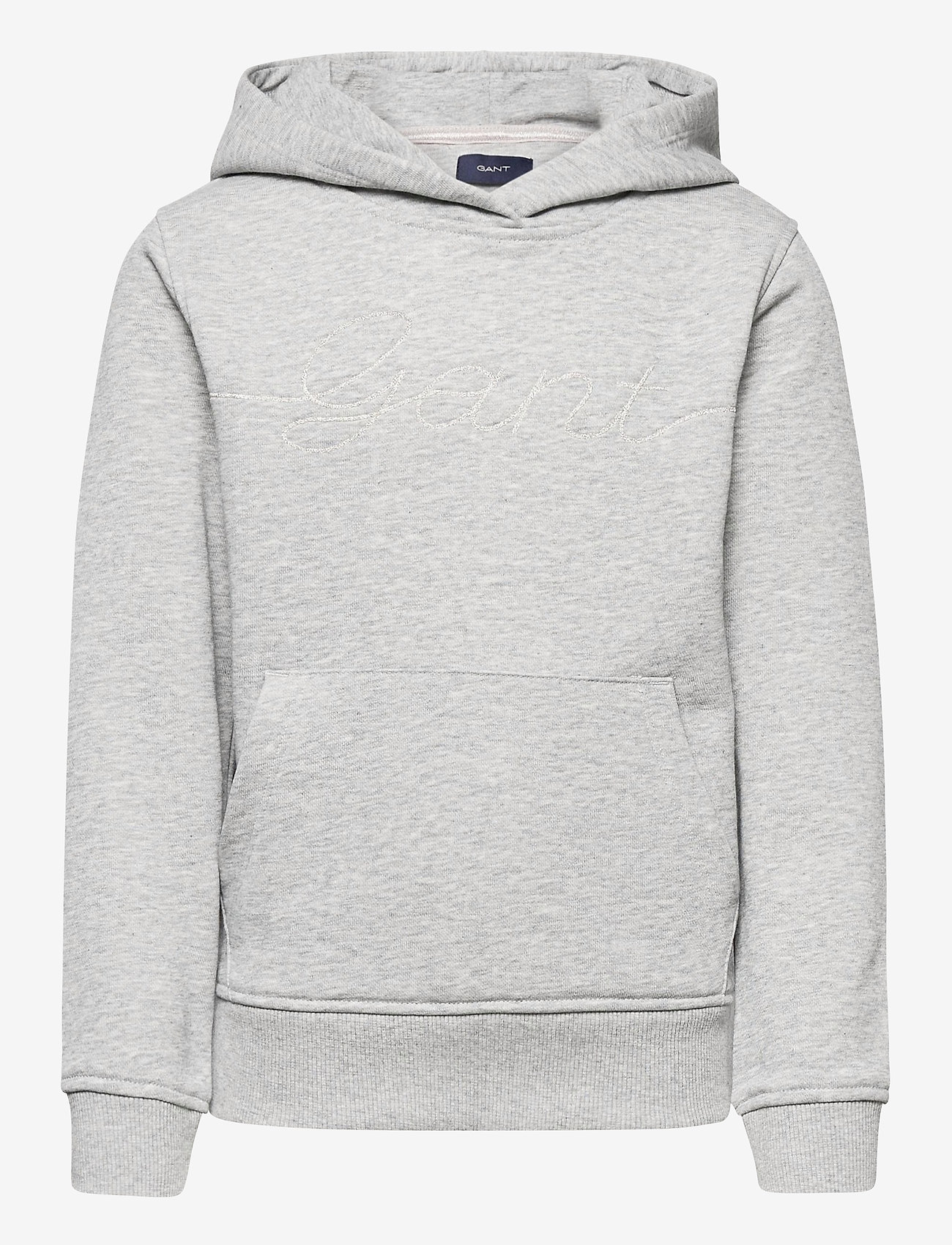 D2. GANT SCRIPT HOODIE - LIGHT GREY MELANGE
