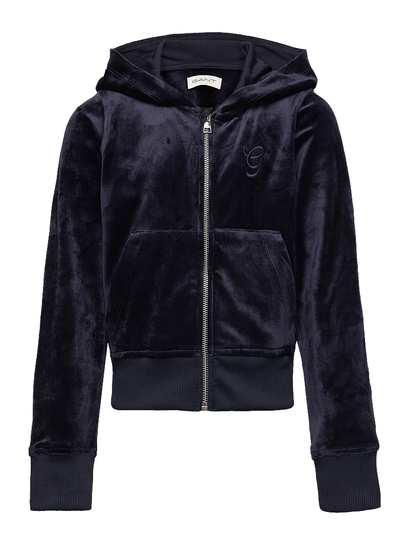 GANT - VELOUR ZIP HOODIE - kapuzenpullover - evening blue - 0