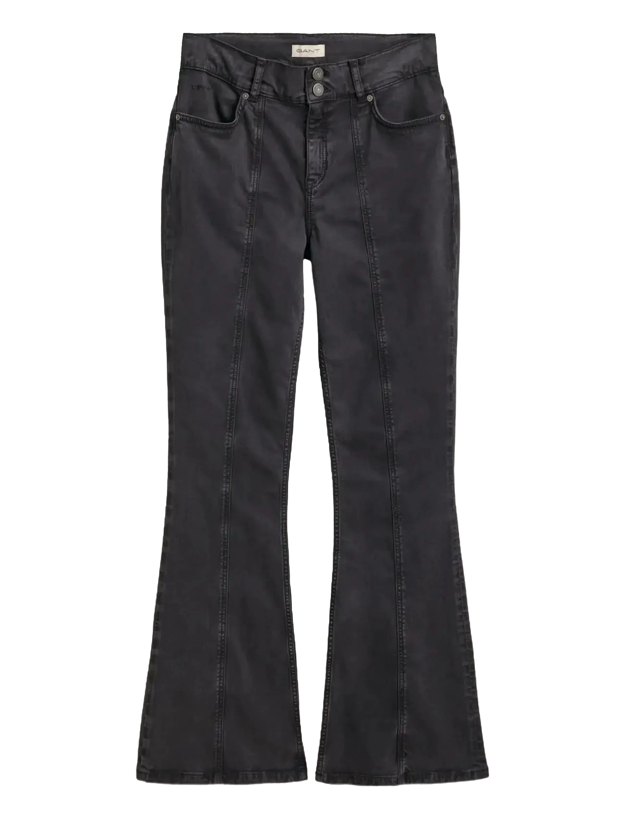 Gant LOW WAIST STRETCHY BOOTCUT PANTS - Bootcut jeans - BLACK / black