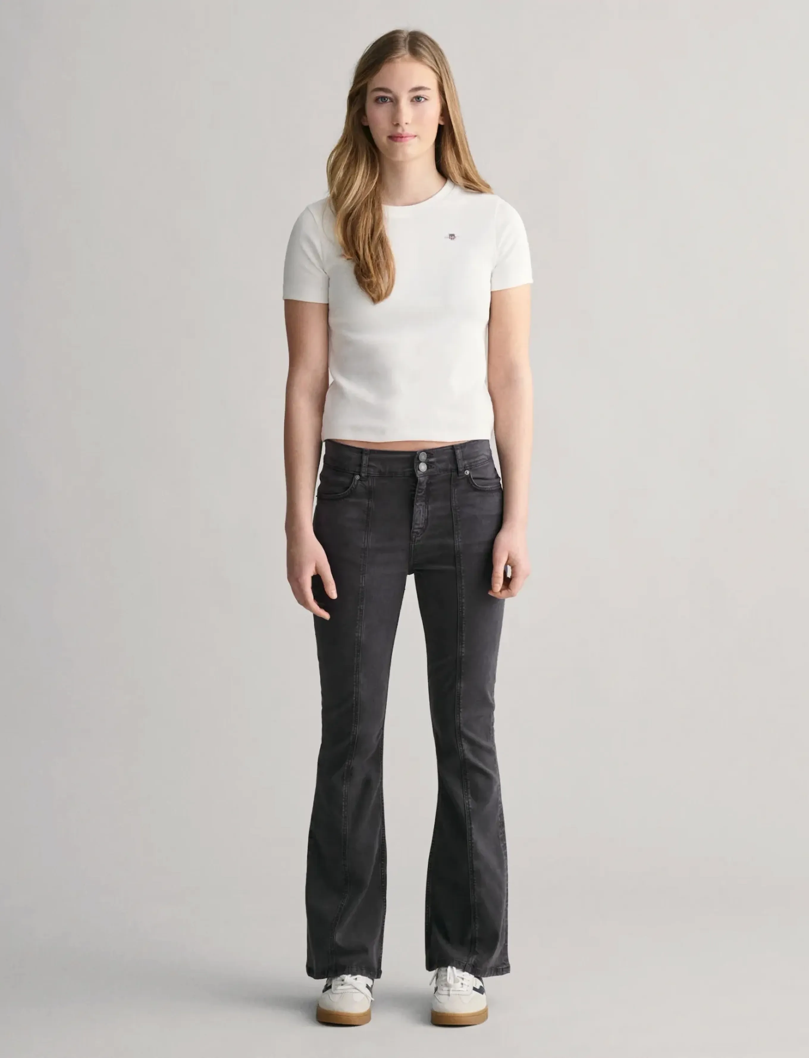 Gant Low Waist Stretchy Bootcut Pants, 176, Black, Jeans > Bootcut-Jeans, Børn