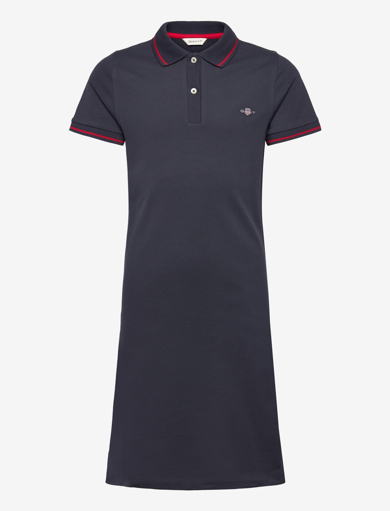 GANT - FITTED POLO PIQUE DRESS - kortärmade vardagsklänningar - evening blue - 0