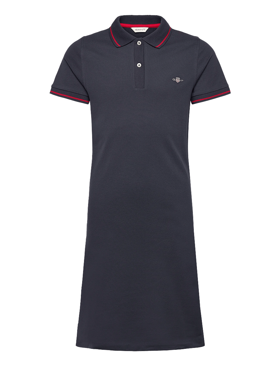 Gant - FITTED POLO PIQUE DRESS - kurzärmelige freizeitkleider - evening blue - 0
