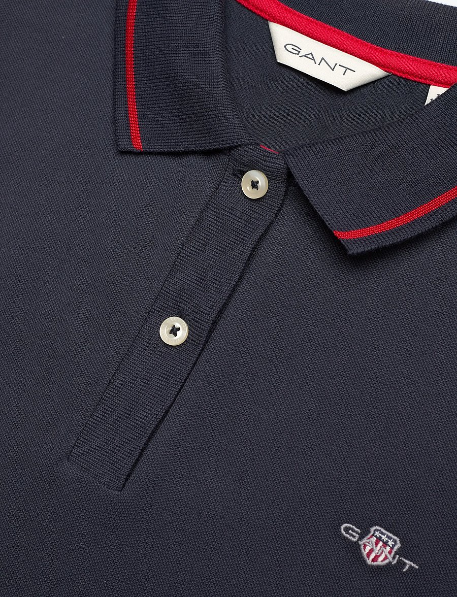 Gant - FITTED POLO PIQUE DRESS - kurzärmelige freizeitkleider - evening blue - 2