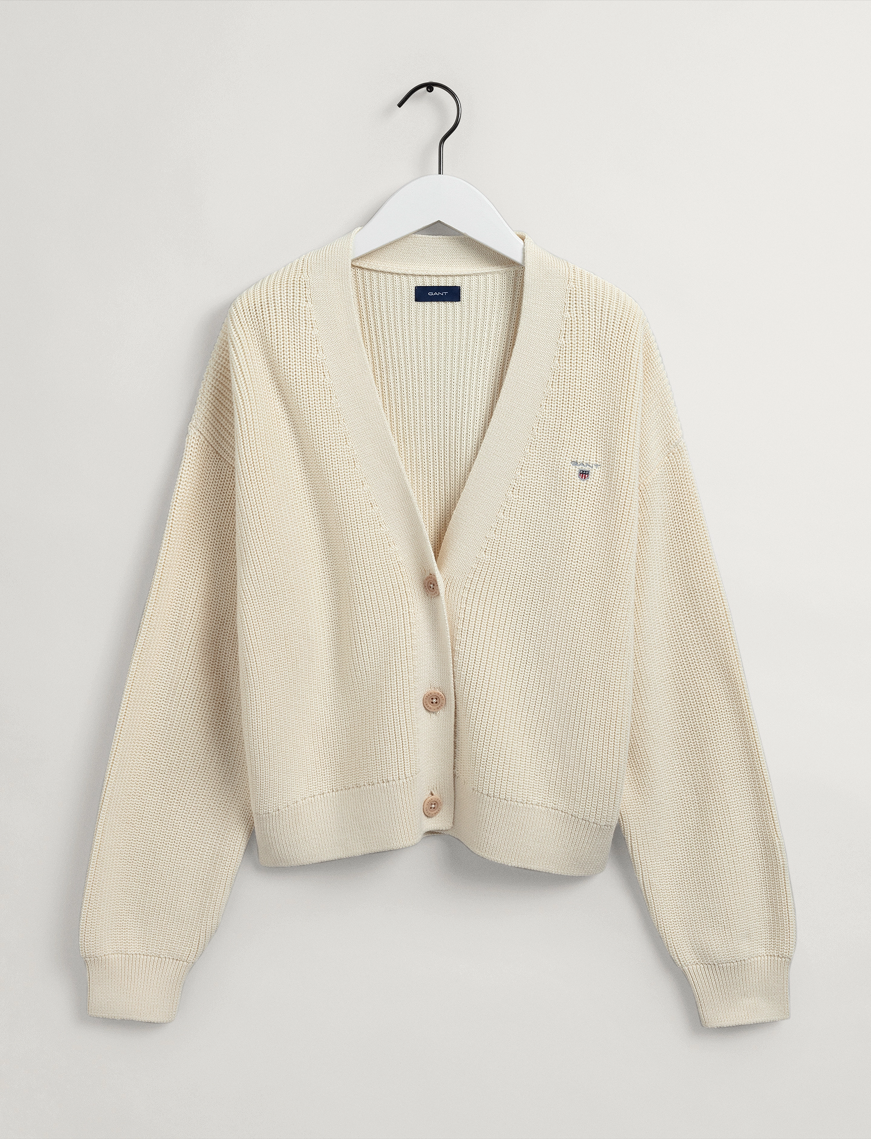 GANT - D2. RIB CARDIGAN - cream - 2