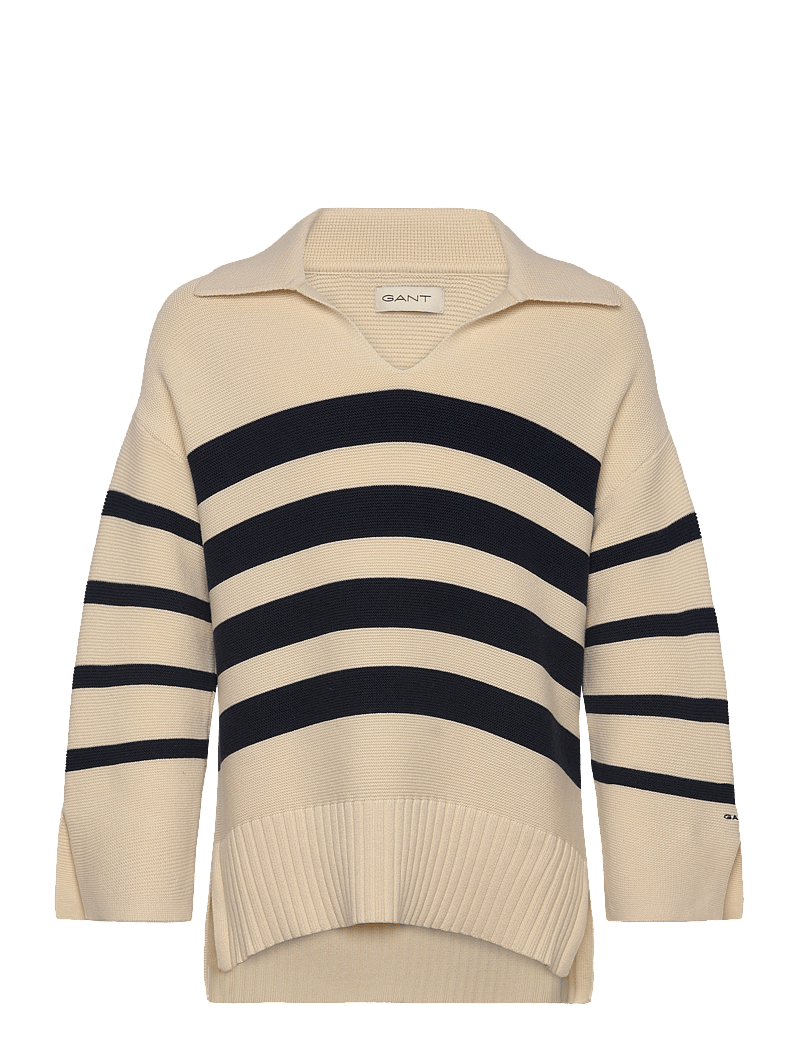GANT - STRIPED BRETON KNITTED SWEATER - jumpers - cream - 0