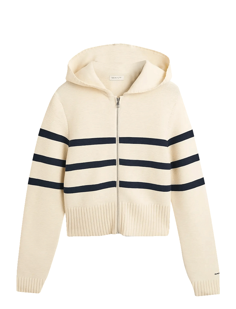 GANT - STRIPED BRETON KNIT SWEATER - kapuzenpullover - cream - 0