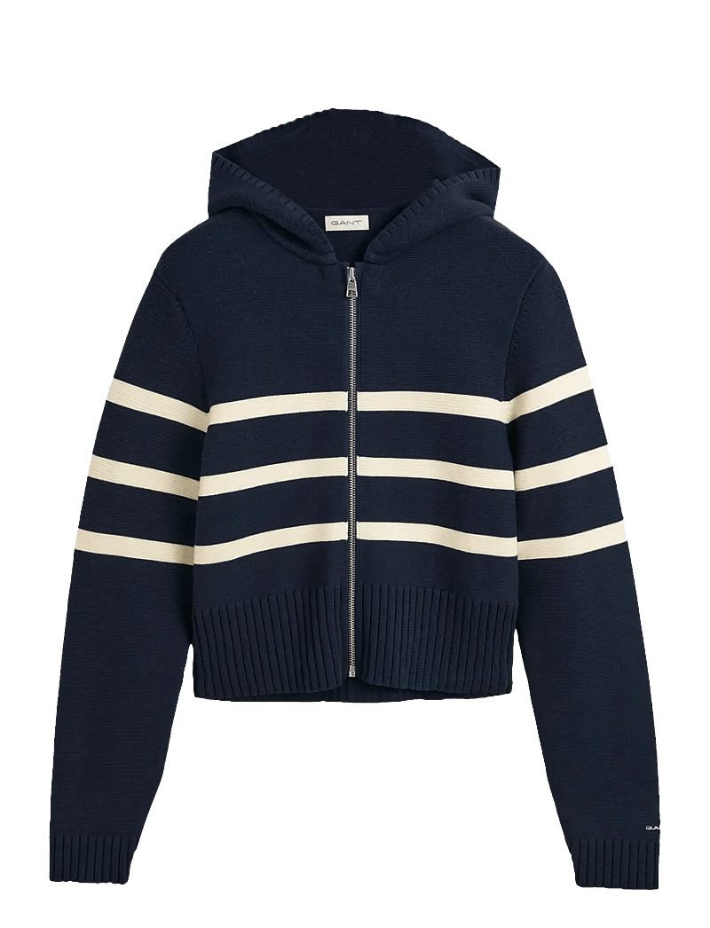 GANT - STRIPED BRETON KNIT SWEATER - hoodies - evening blue - 0