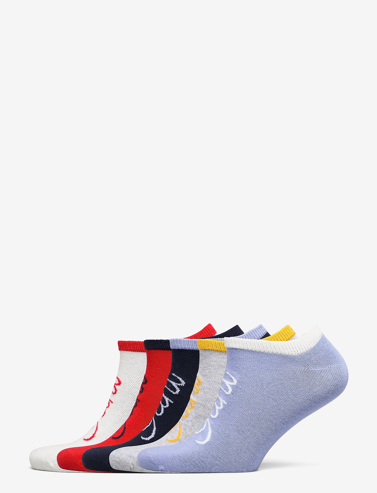 D1. 5-PACK SCRIPT SNEAKER SOCKS - WHITE