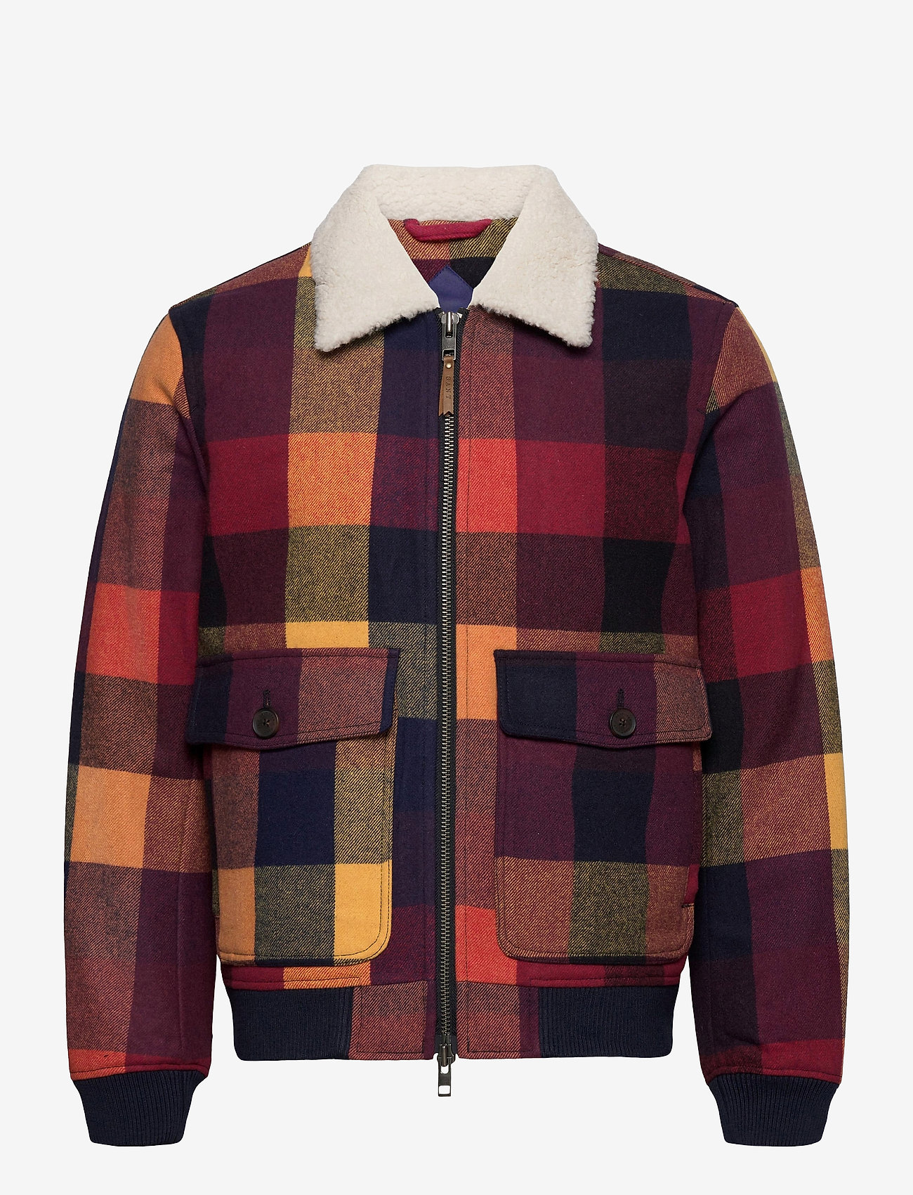 GANT - D2. WOOL CHECK FLIGHT JACKET - port red - 0