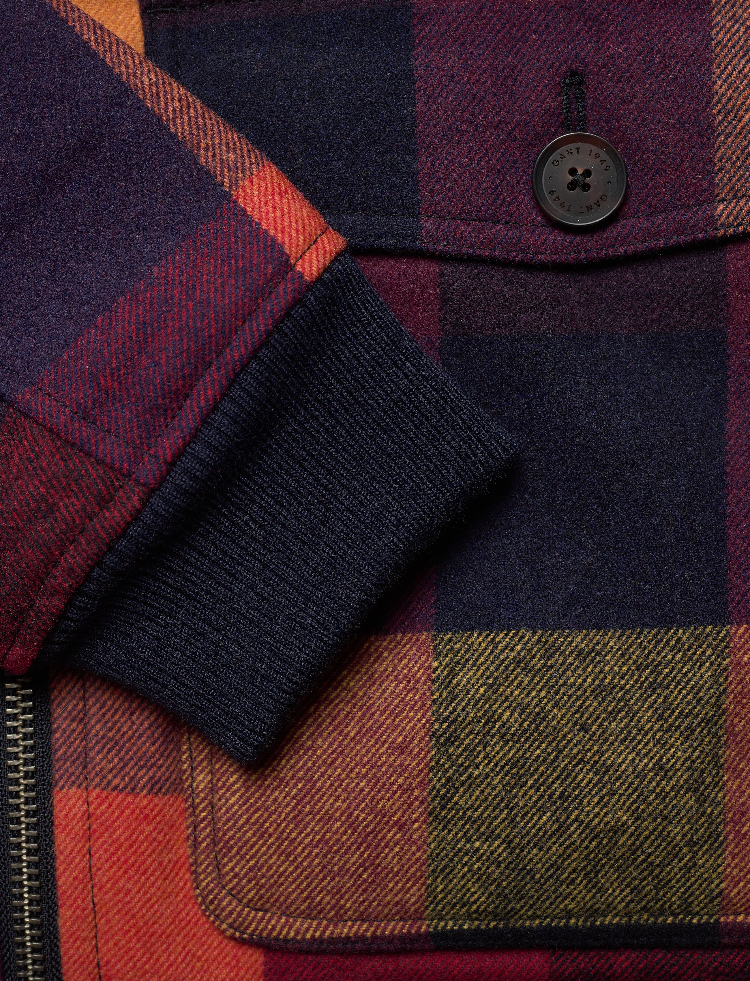 GANT - D2. WOOL CHECK FLIGHT JACKET - port red - 3