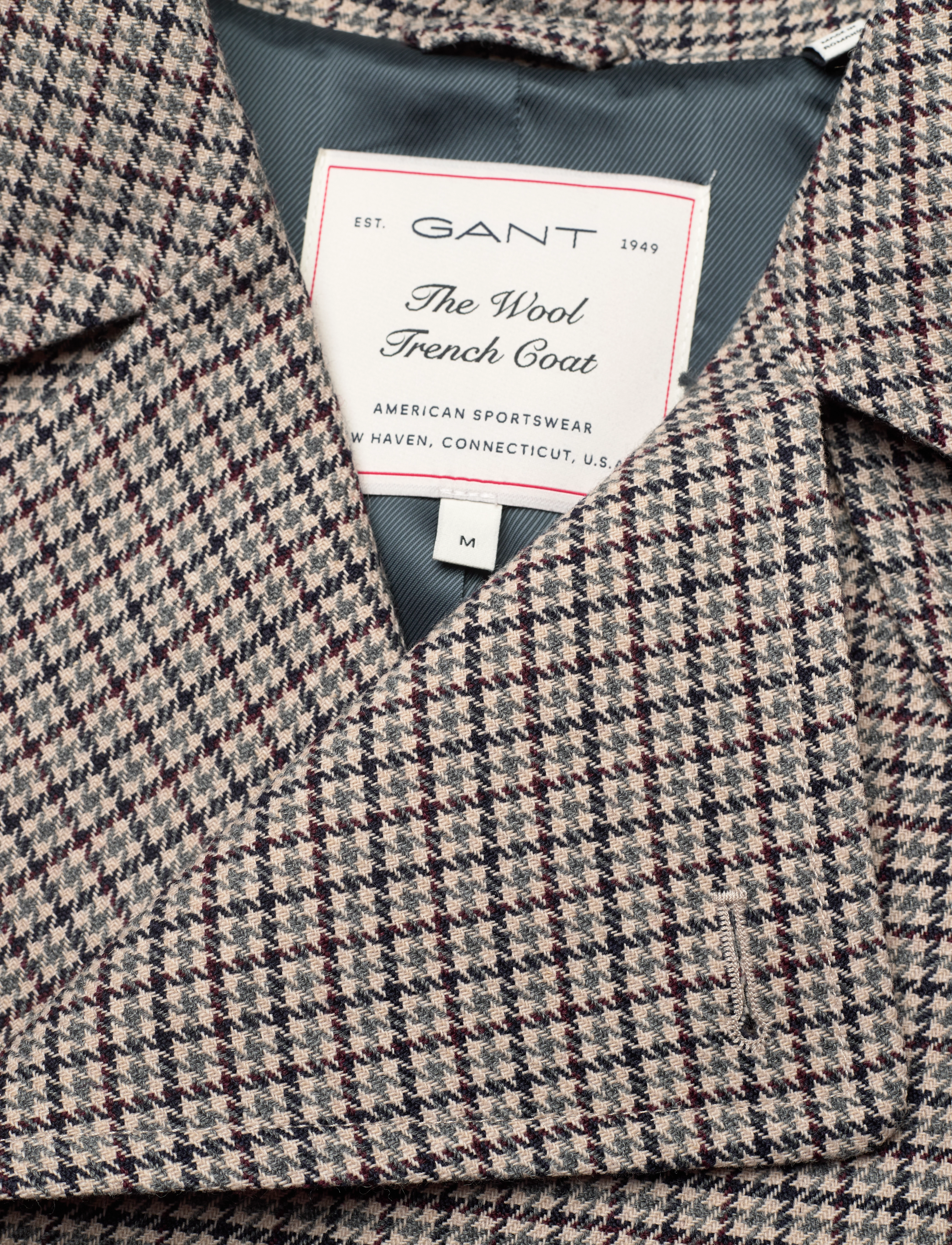 GANT - D1. HOUNDSTOOTH WOOL TRENCH COAT - putty - 3