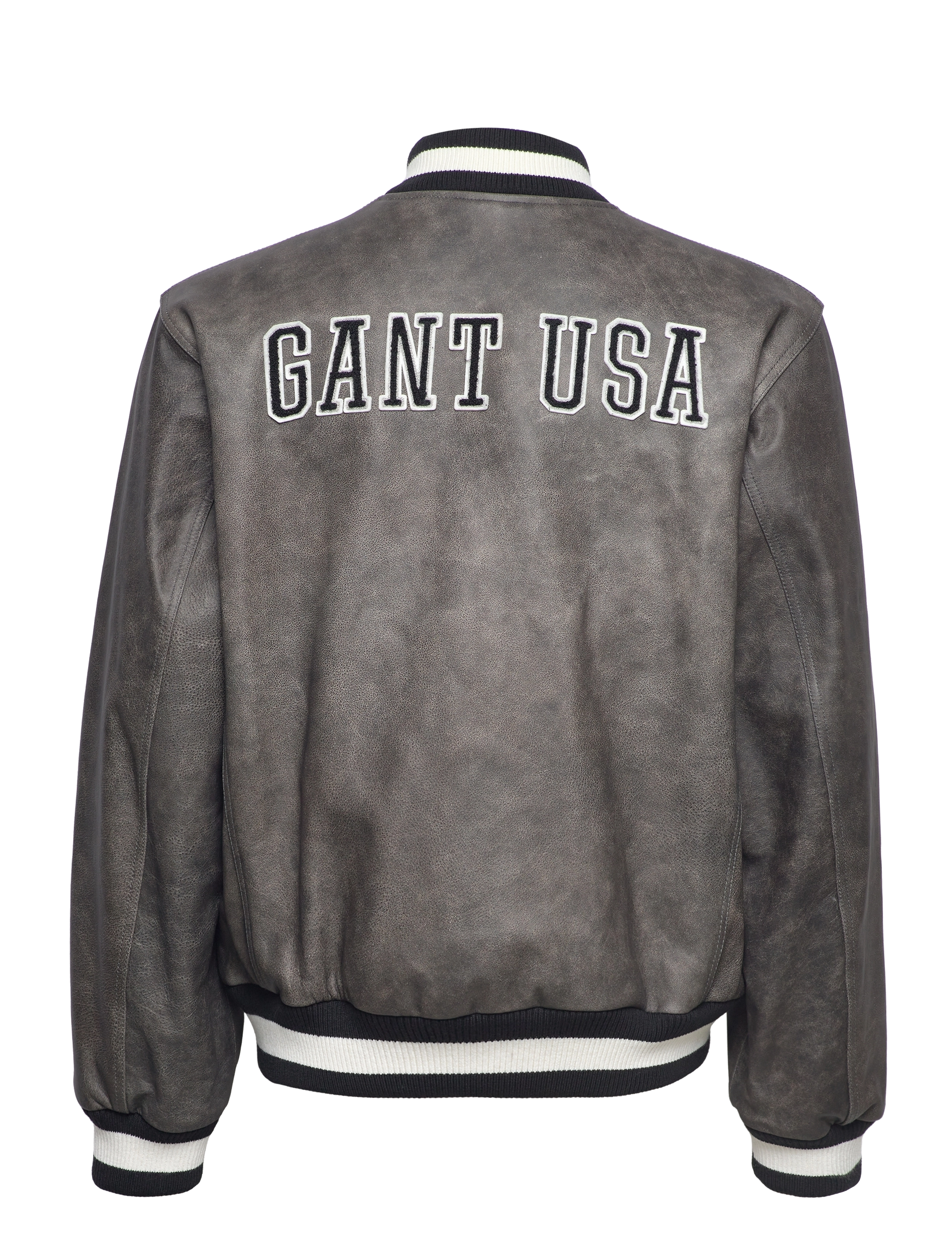 GANT - D1. LEATHER GANT VARSITY JACKET - graphite - 1