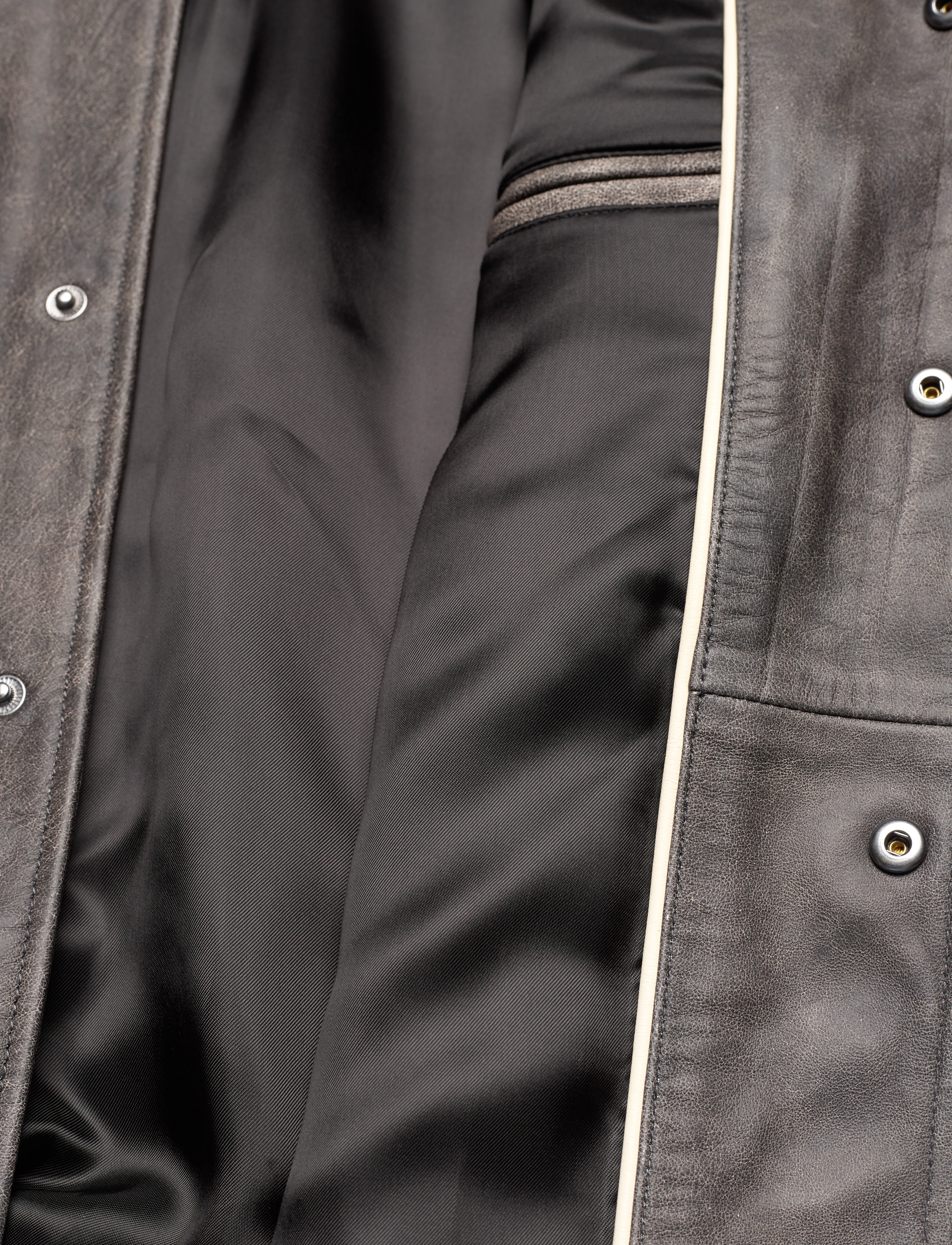 GANT - D1. LEATHER GANT VARSITY JACKET - graphite - 4