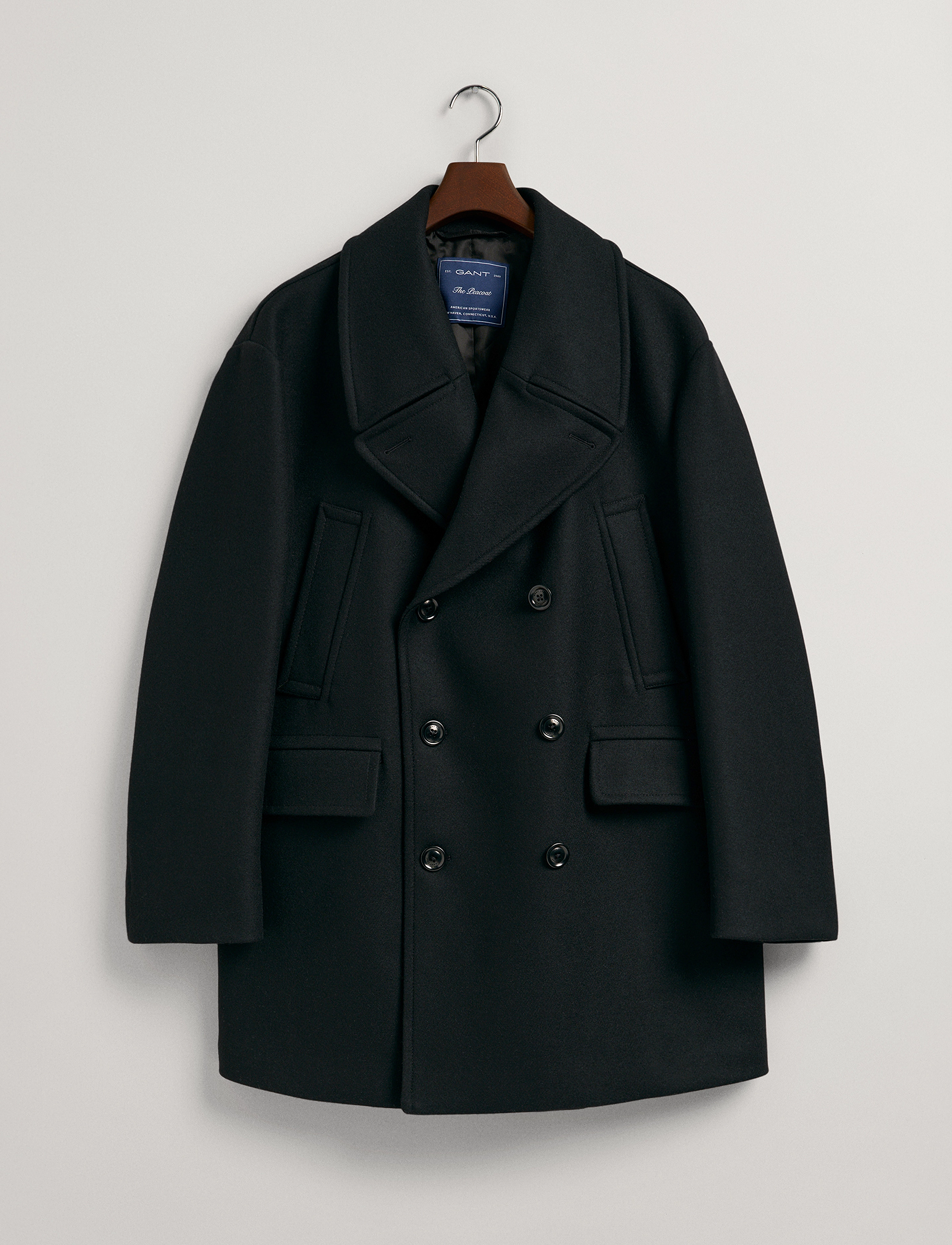 GANT - D1. OVERSIZED WOOL PEACOAT - ebony black - 5