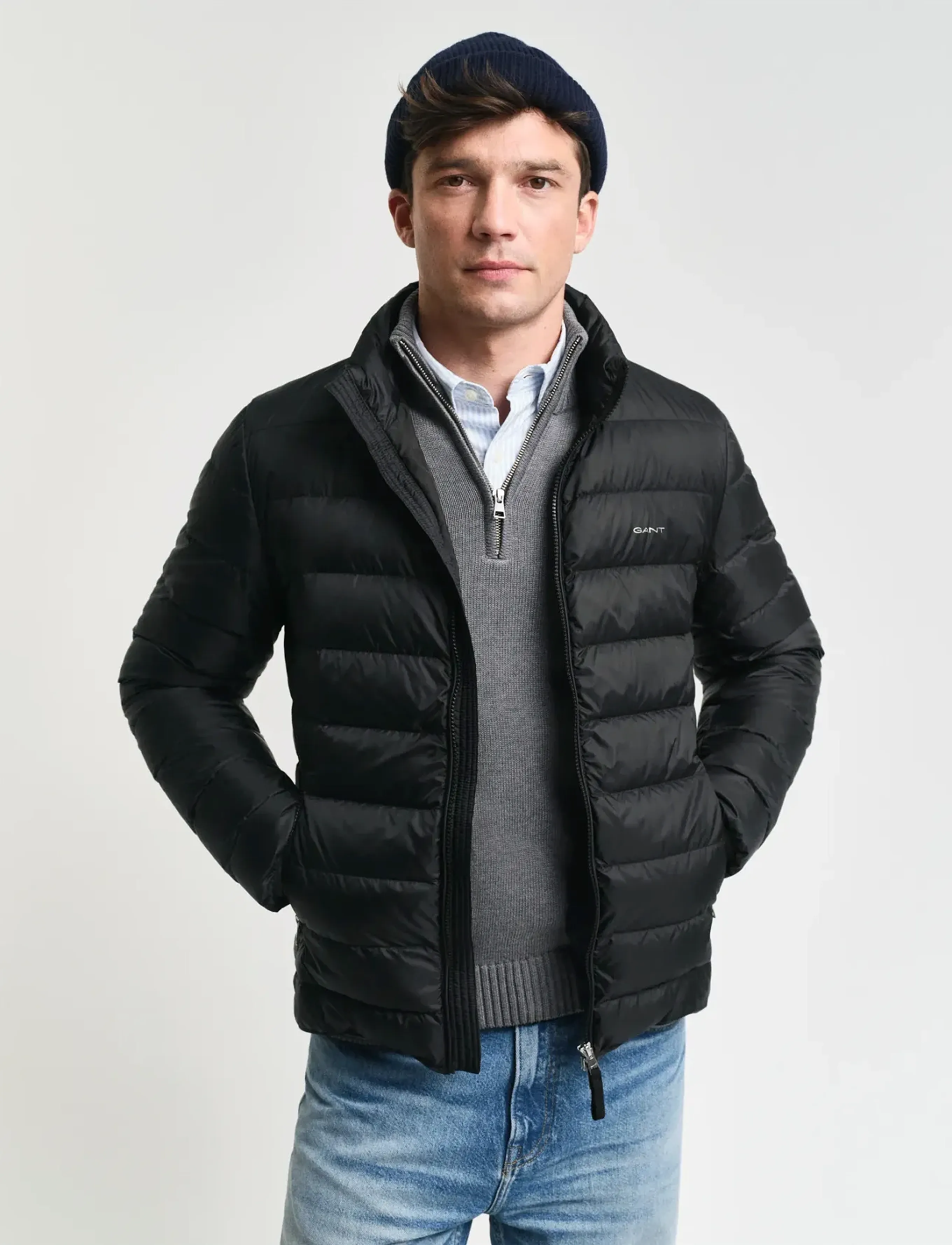 Gant Light Down Jacket, 3XL, Black, Jakker > Vatterede Jakker, Herre