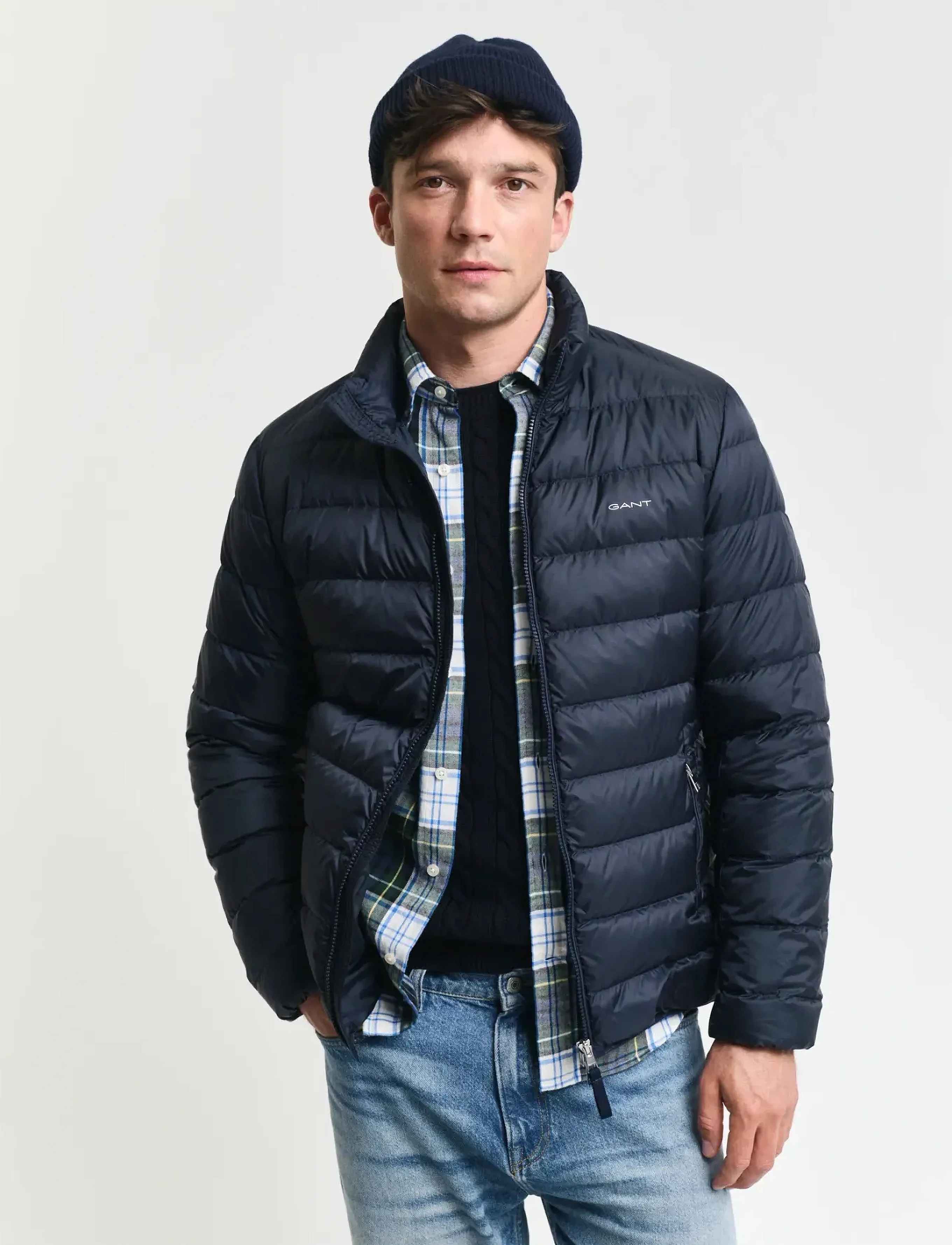 Gant Light Down Jacket, XL, Jackets, Marineblau - Padded Männerswear
