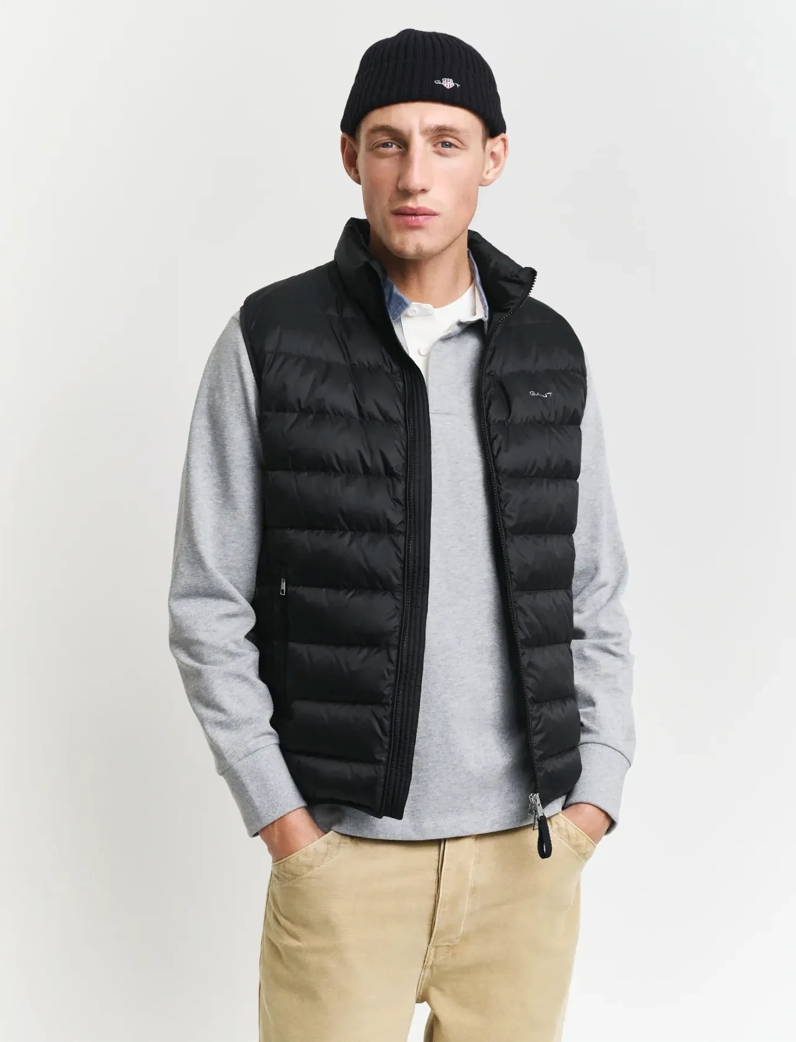 Gant Light Down Vest, XXL, Black, Overtøj > Veste, Herre