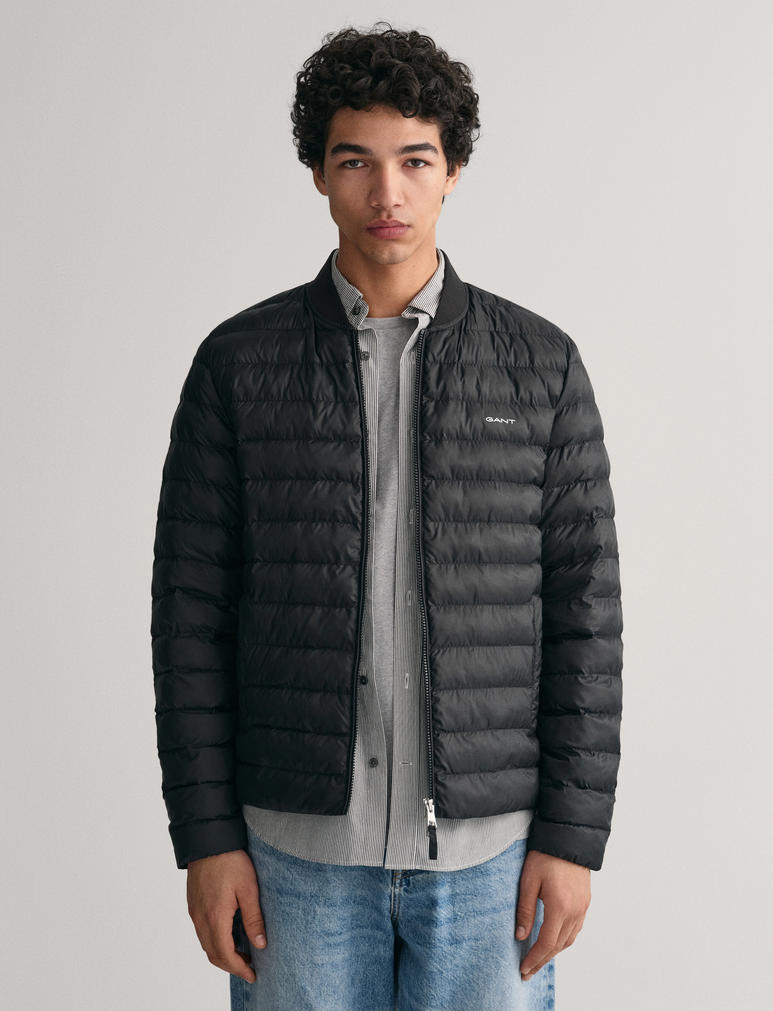 Gant Light Padded Bomber Jacket, Mænd, Vatteret Bomberjakke, Sort, Str: L