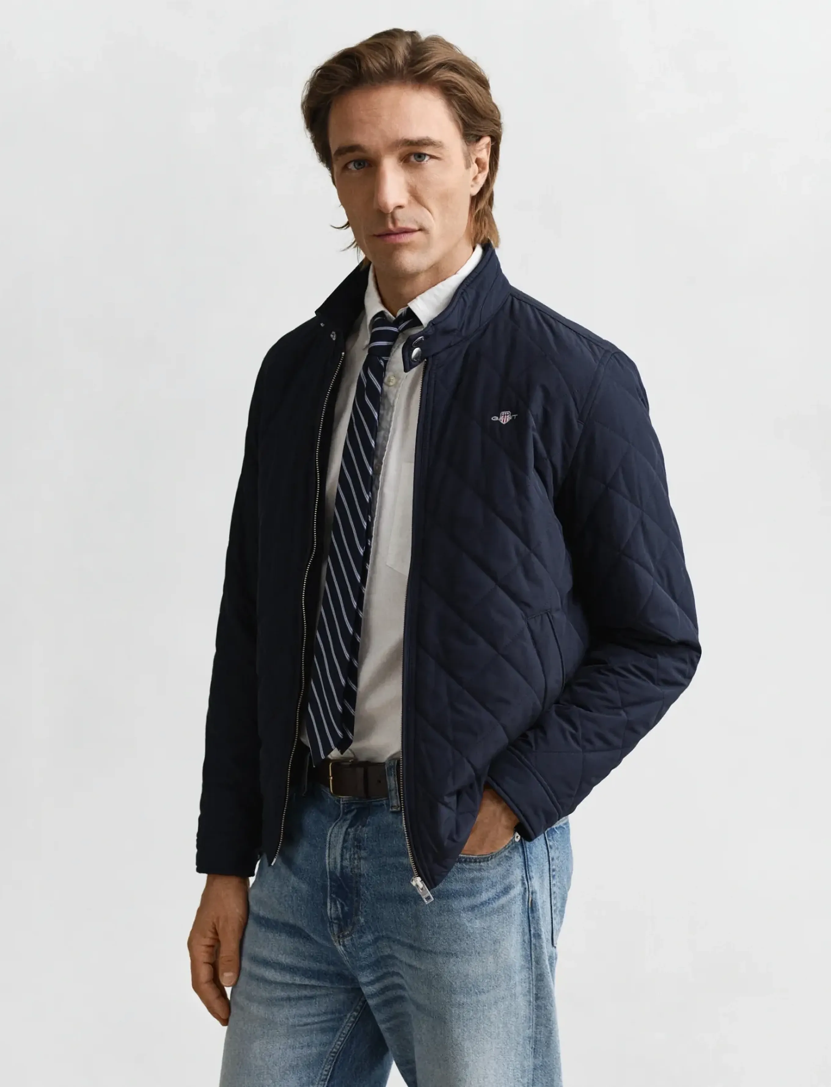 Gant Quilted Windcheater, L, Jackets, Marineblau - Light Männerswear