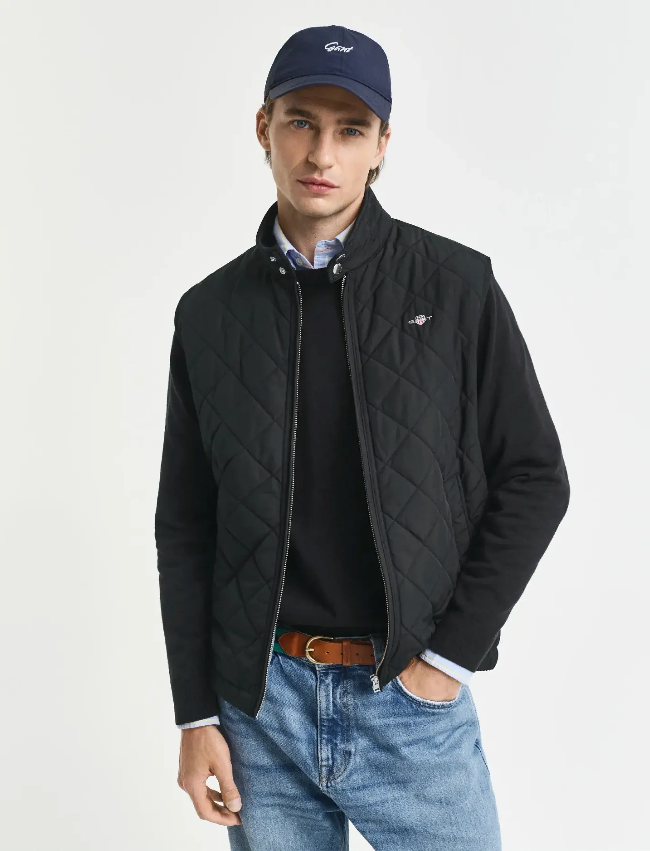Gant Quilted Windcheater Vest, 3XL, Black, Overtøj > Veste, Herre