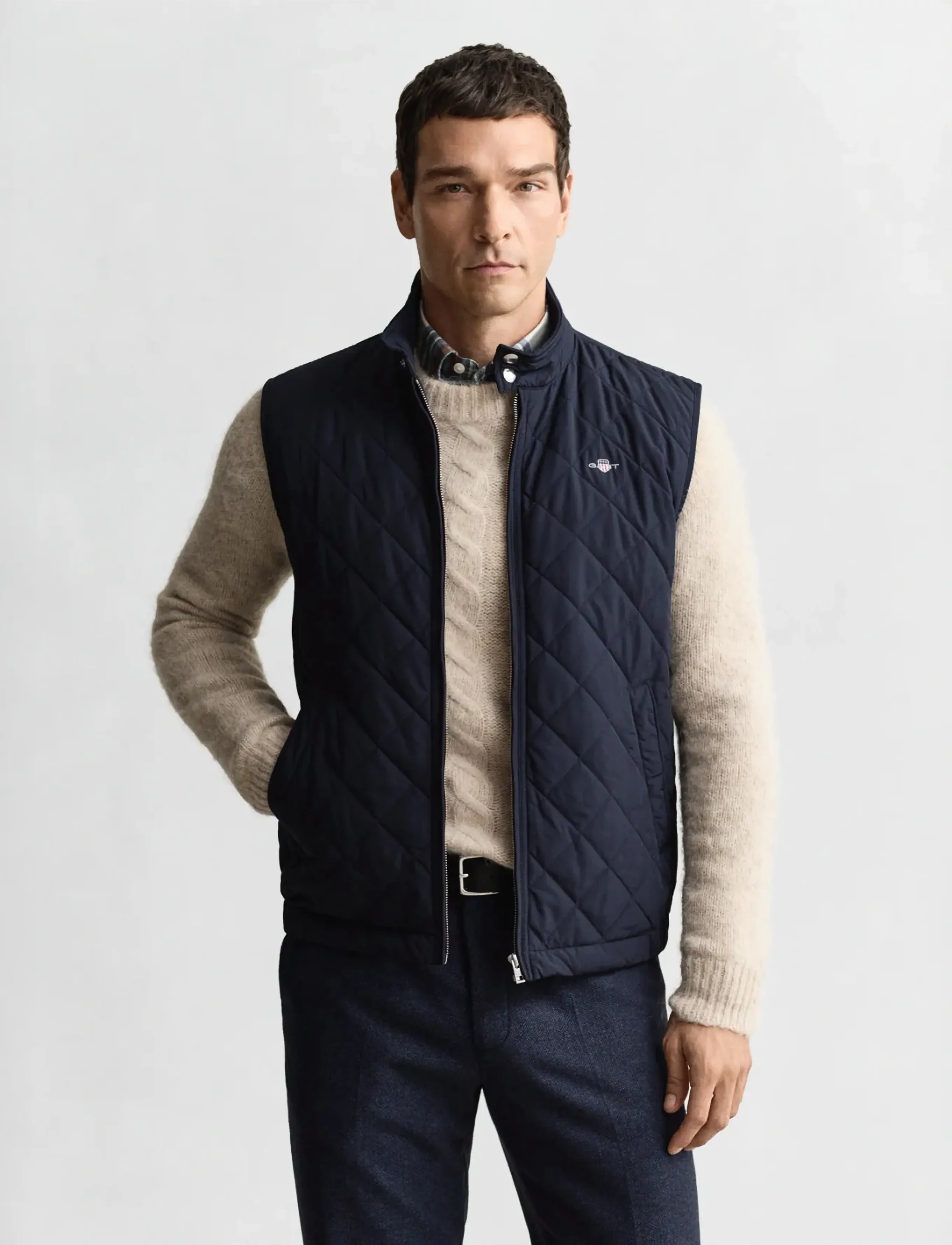 Gant Quilted Windcheater Vest, XXL, Navy, Overtøj > Veste, Herre