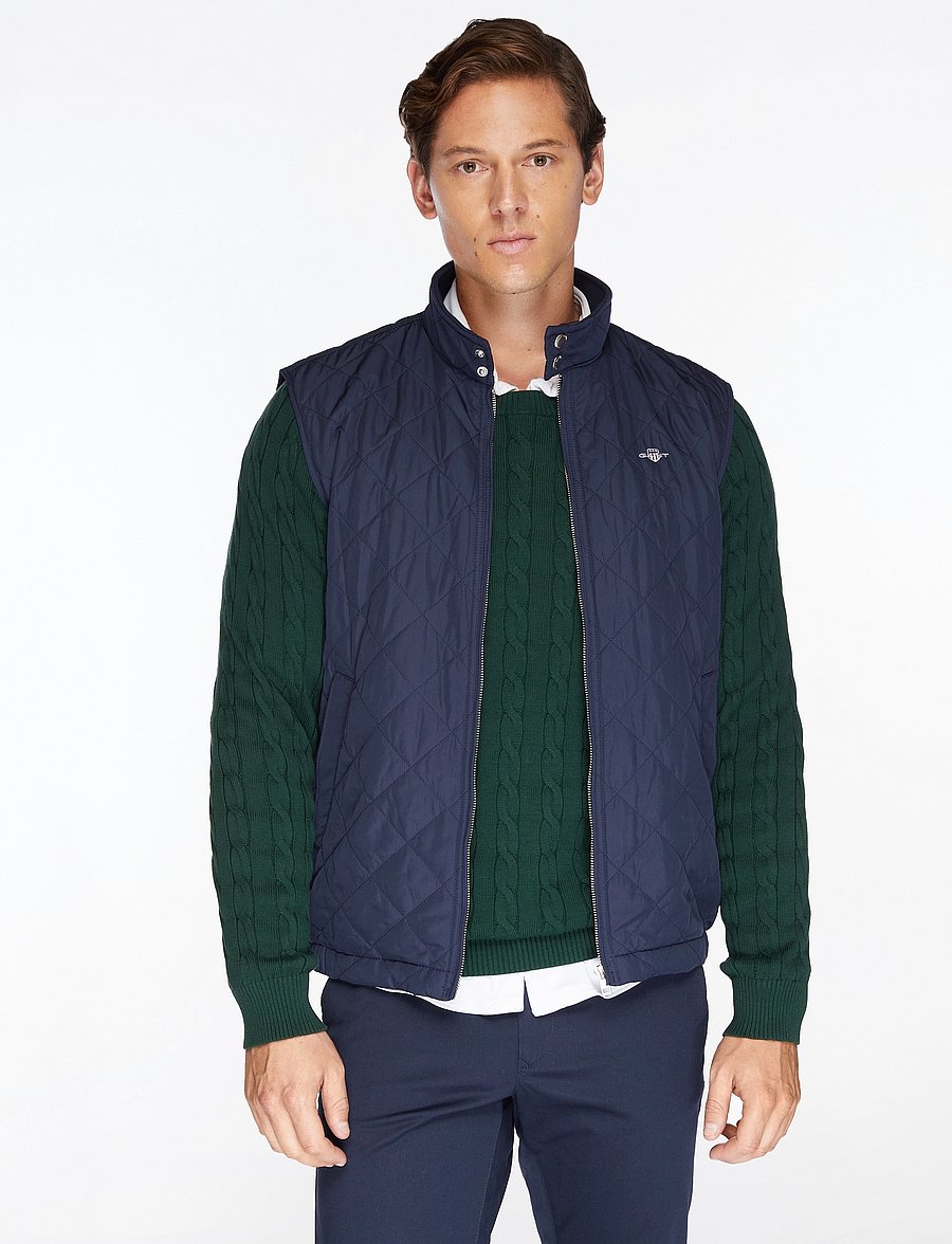 Gant - QUILTED WINDCHEATER VEST - vestes et manteaux - evening blue - 0