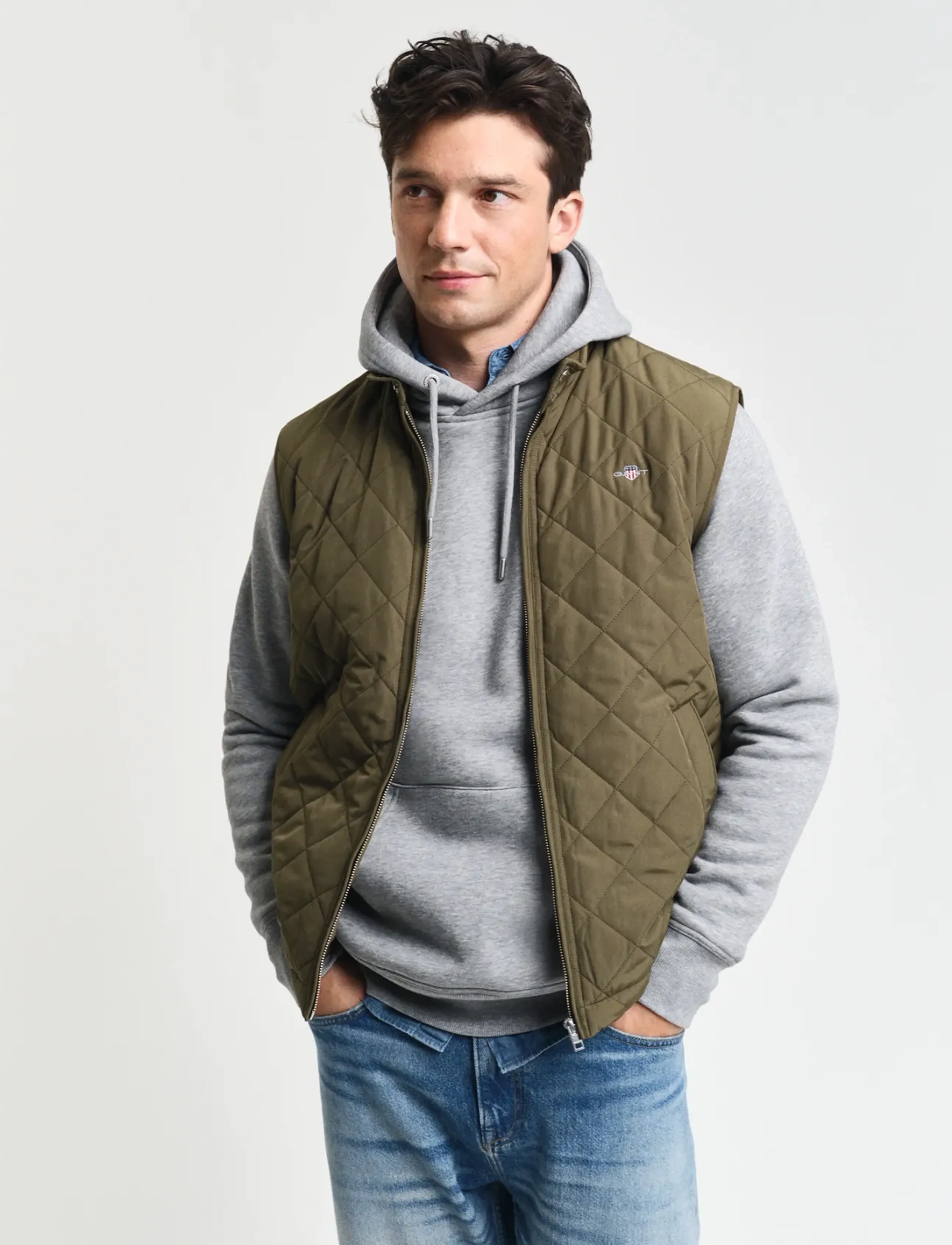 GANT QUILTED WINDCHEATER VEST - Neue Mode - JUNIPER GREEN / khaki/green