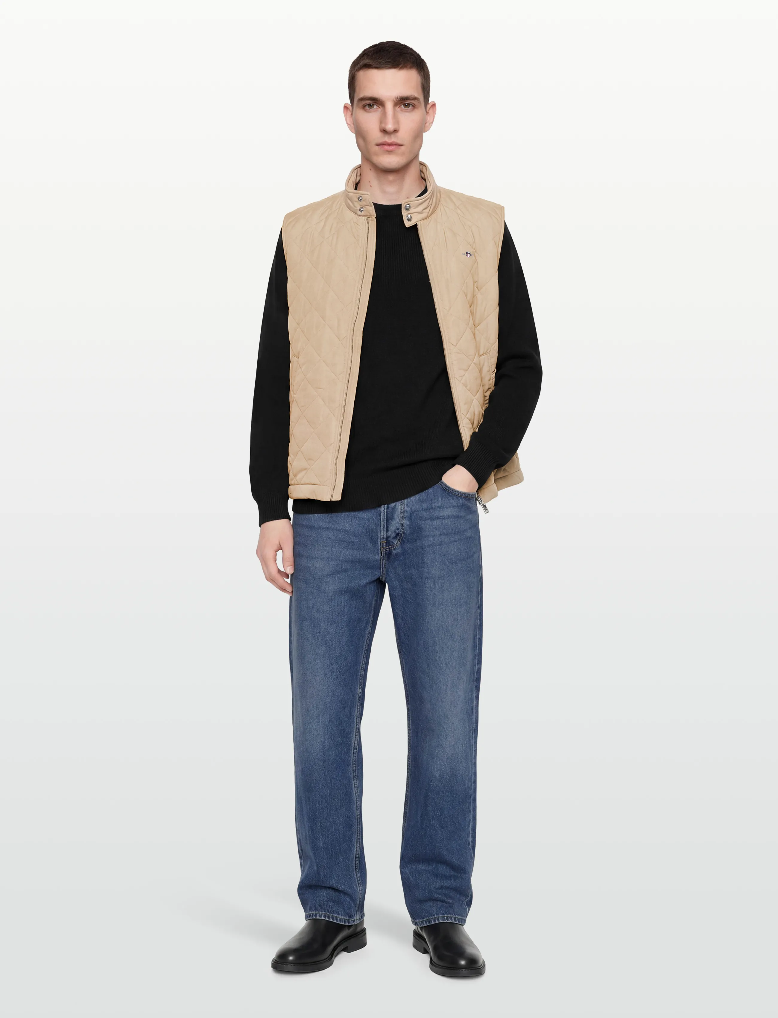Gant Quilted Windcheater Vest, XXL, Beige, Overtøj > Veste, Herre