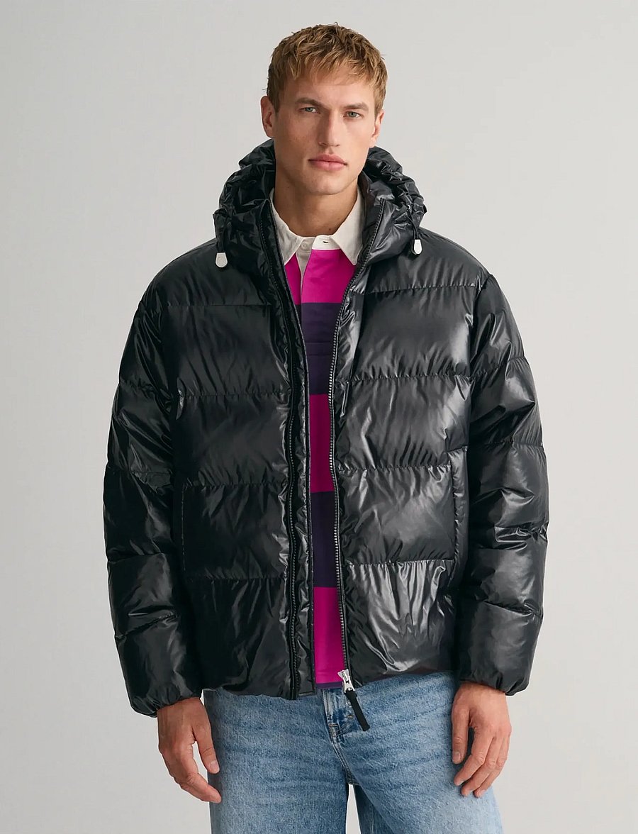 Gant - OVERSIZED SHINY DOWN PUFFER JACKET - vestes matelassées - black - 0