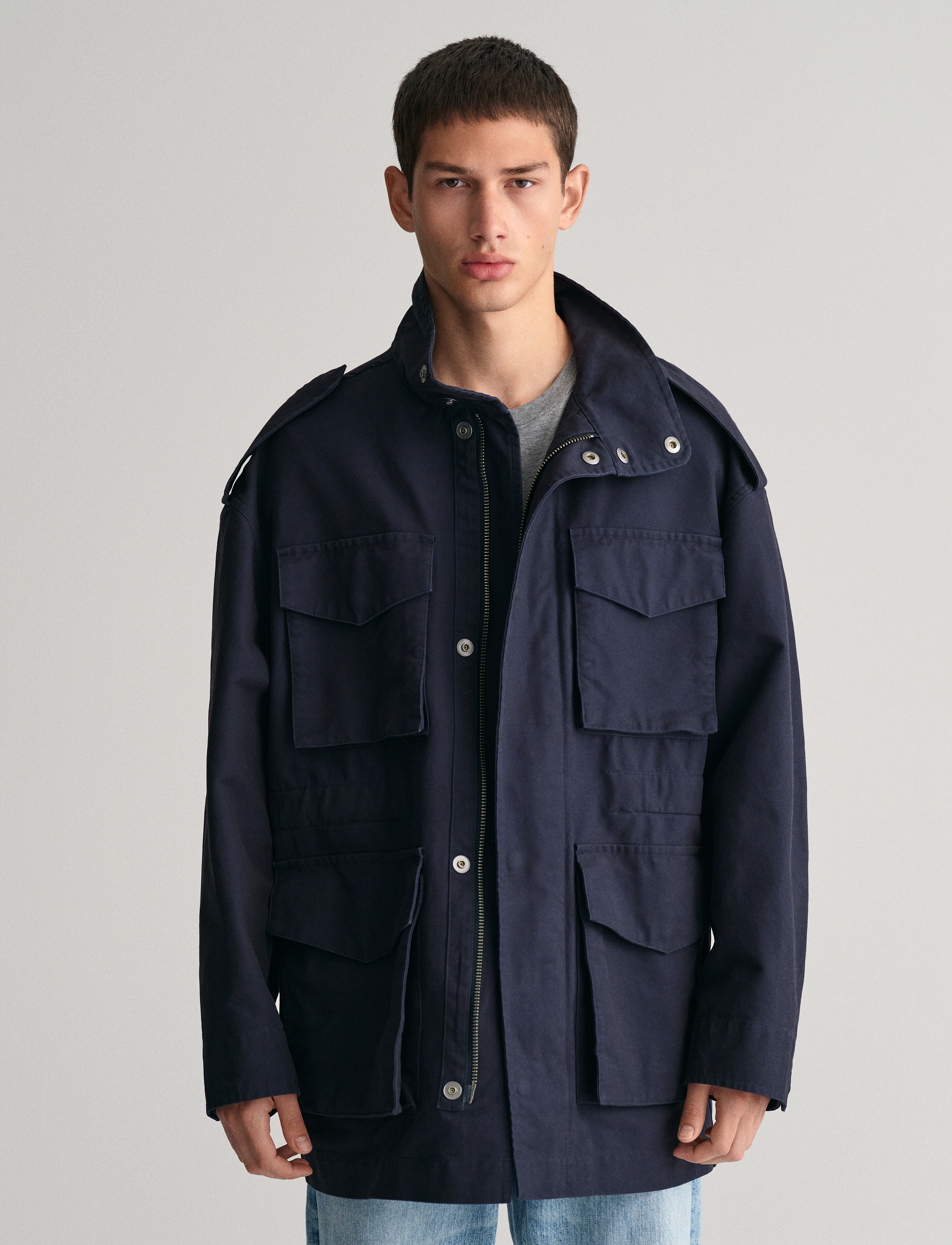 Gant Cotton Field Jacket, S, Jackets, Marineblau - Light Männerswear