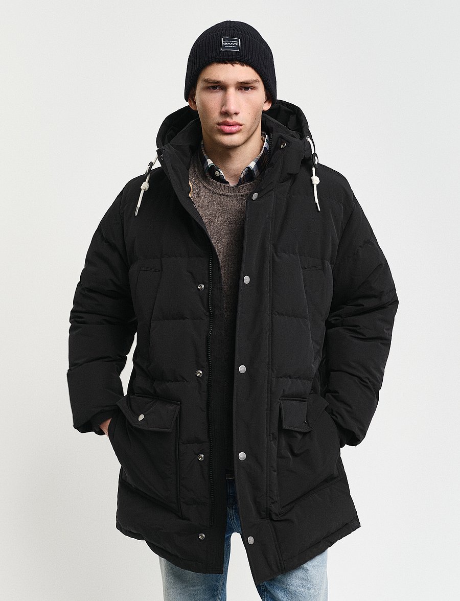 Gant - HEAVY DOWN MID LENGTH JACKET - gefütterte jacken - ebony black - 0