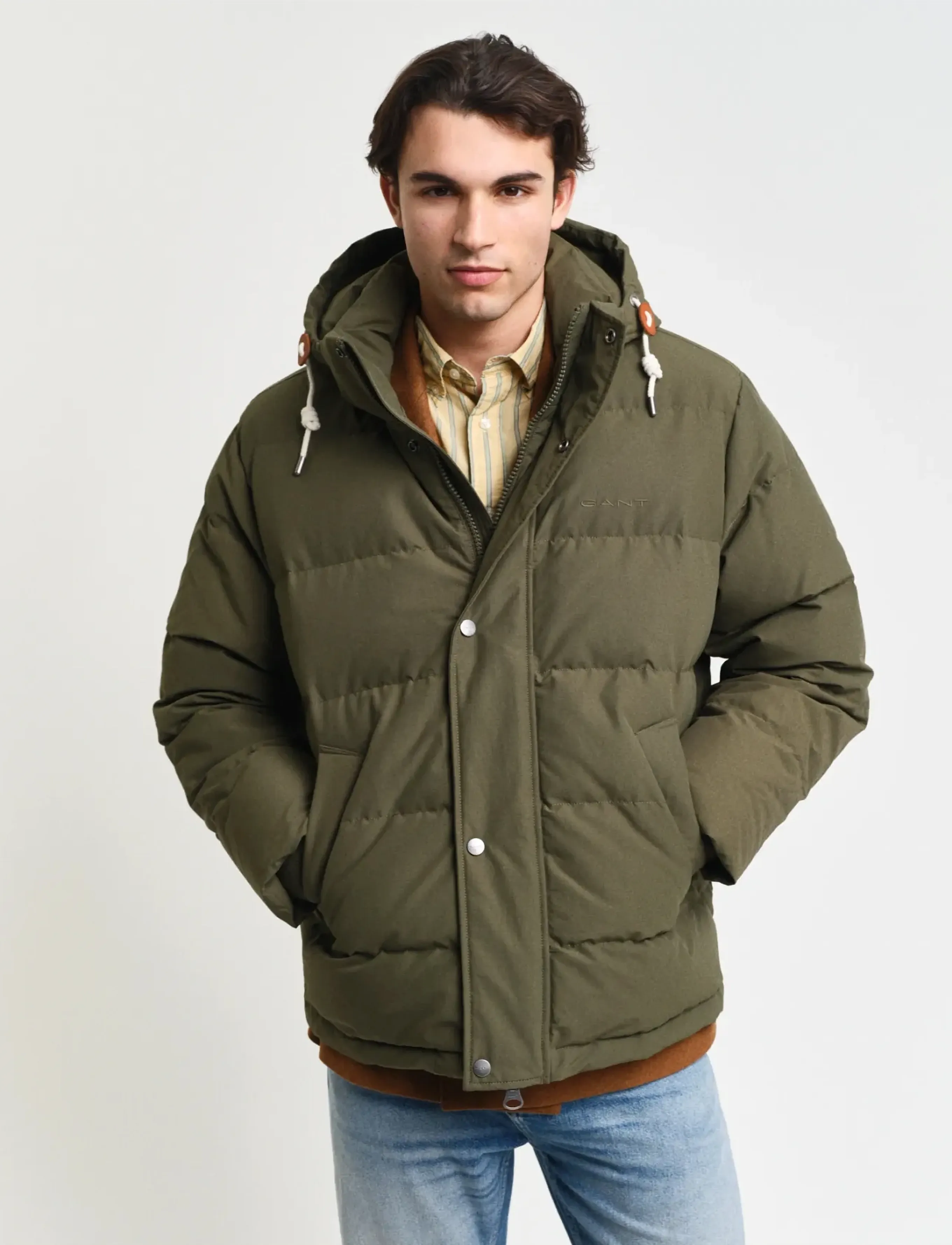 Gant Heavy Down Jacket, S, Jackets, Khakigrün - Padded Männerswear